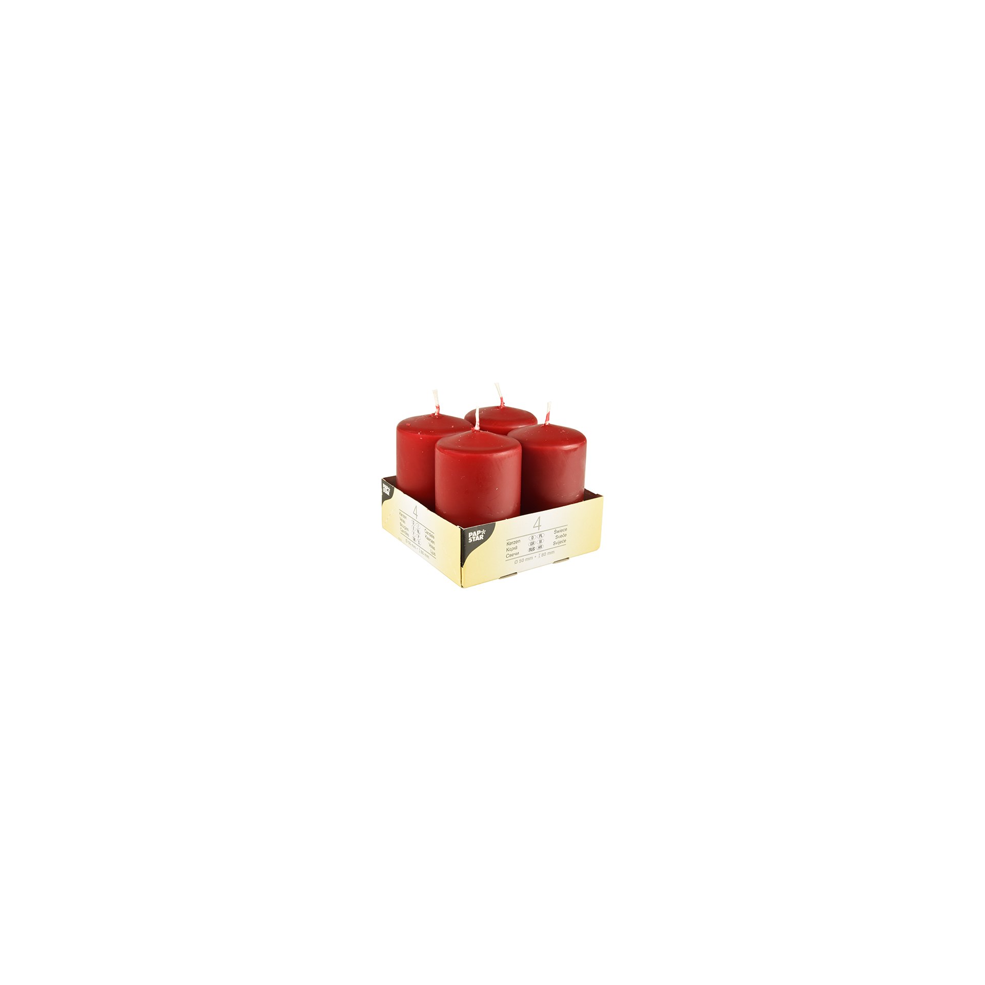 Stumpenkerzen Ø 50 mm · 80 mm bordeaux