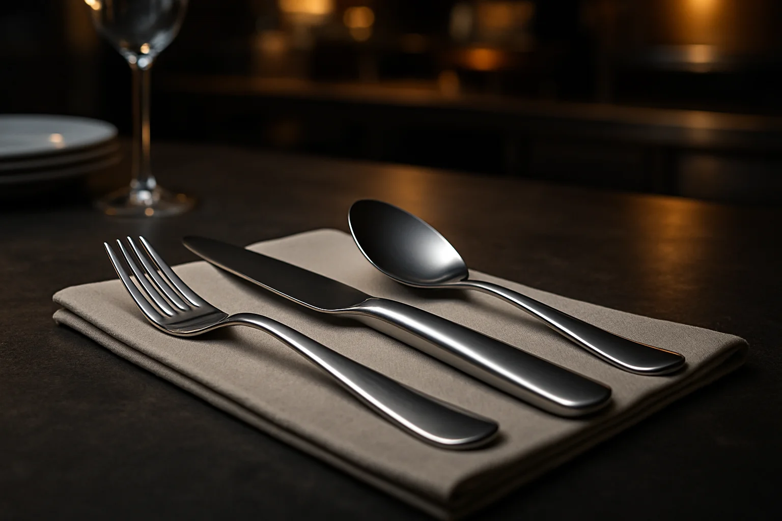 Elegantes Bankett-Besteck auf festlich gedecktem B2B-Tisch