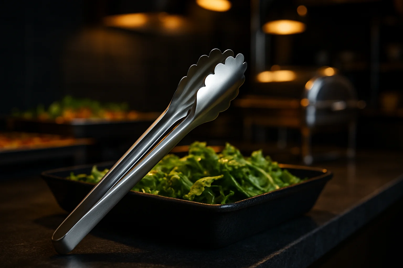 Edelstahl Salatzange zum Portionieren von Salat am Buffet