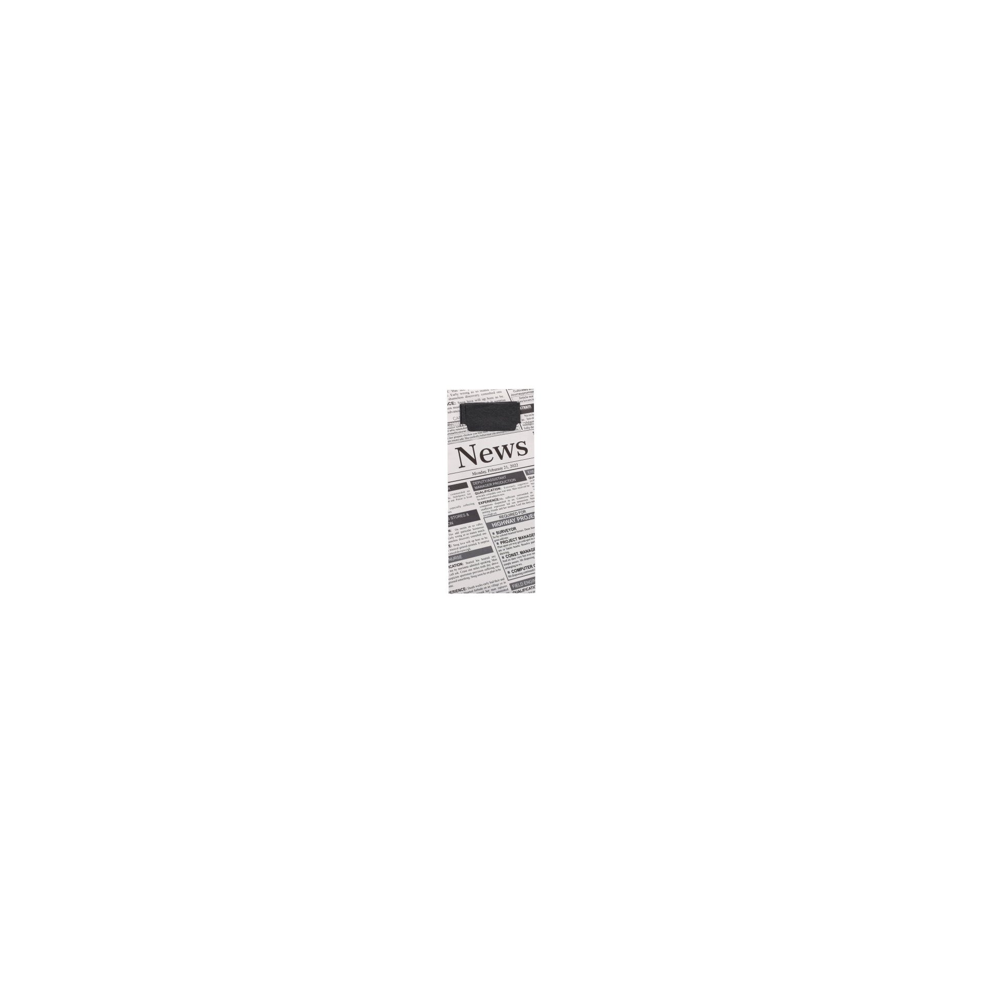 Bestecktaschen 20 cm x 8,5 cm schwarz/weiss "Newsprint" inkl. schwarzer Serviette Bestecktaschen 20 cm x 8,5 cm schwarz/weiss "Newsprint" inkl. schwarzer Serviette