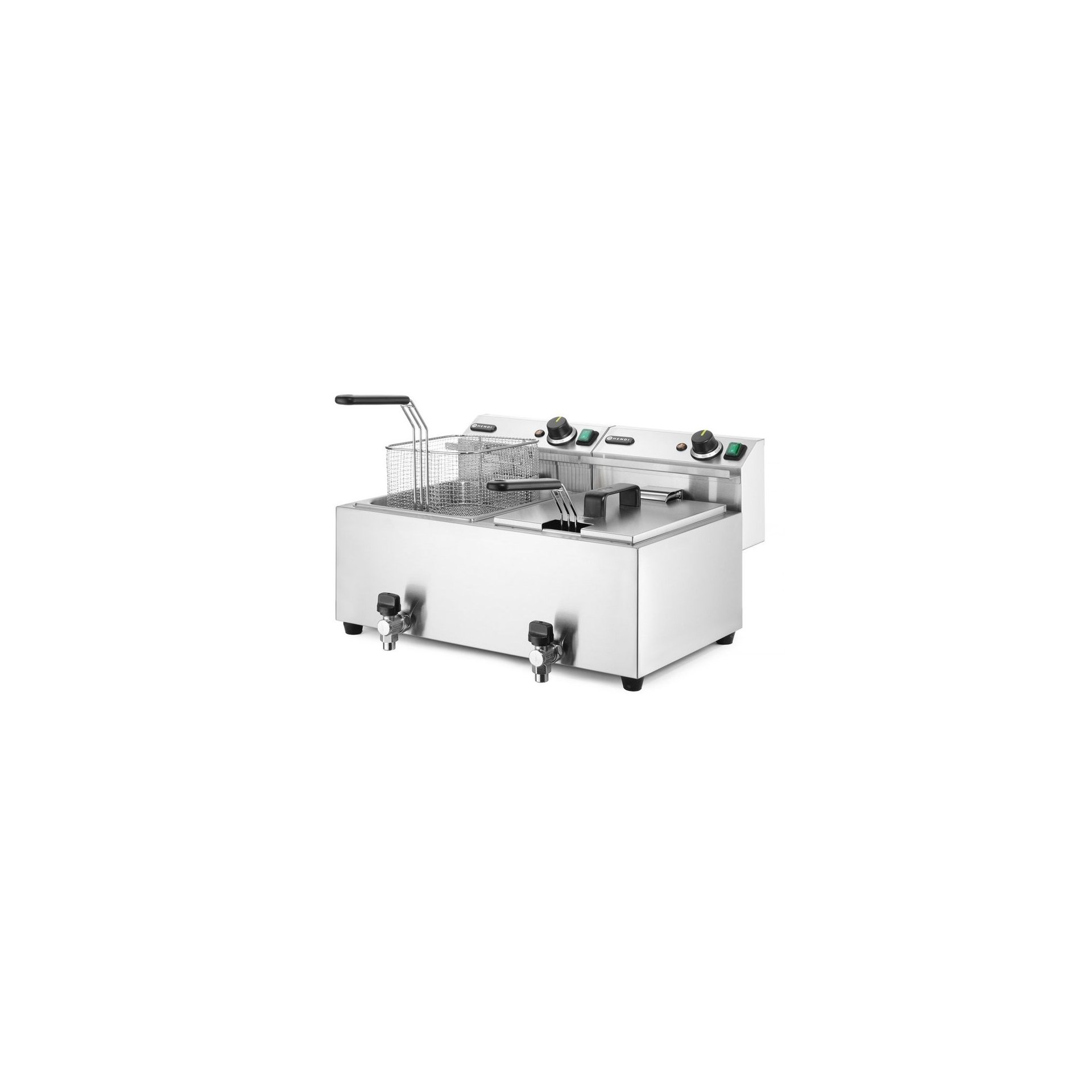 Fritteuse Profi Line mit Ablasshahn, 2×8 l, Profi Line, 16L, 230V/7000W, 610x515x(H)369mm Fritteuse Profi Line mit Ablasshahn, 2×8 l, Profi Line, 16L, 230V/7000W, 610x515x(H)369mm
