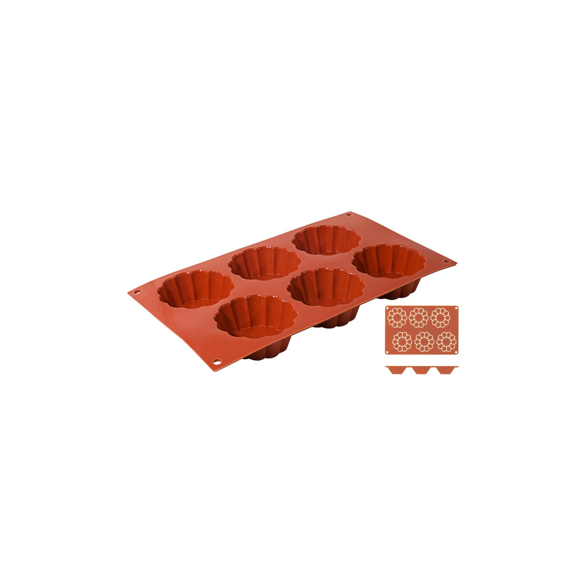 Silikon-Backmatte, BRIOCHETTE mit 6 Formen Silikon-Backmatte, BRIOCHETTE mit 6 Formen