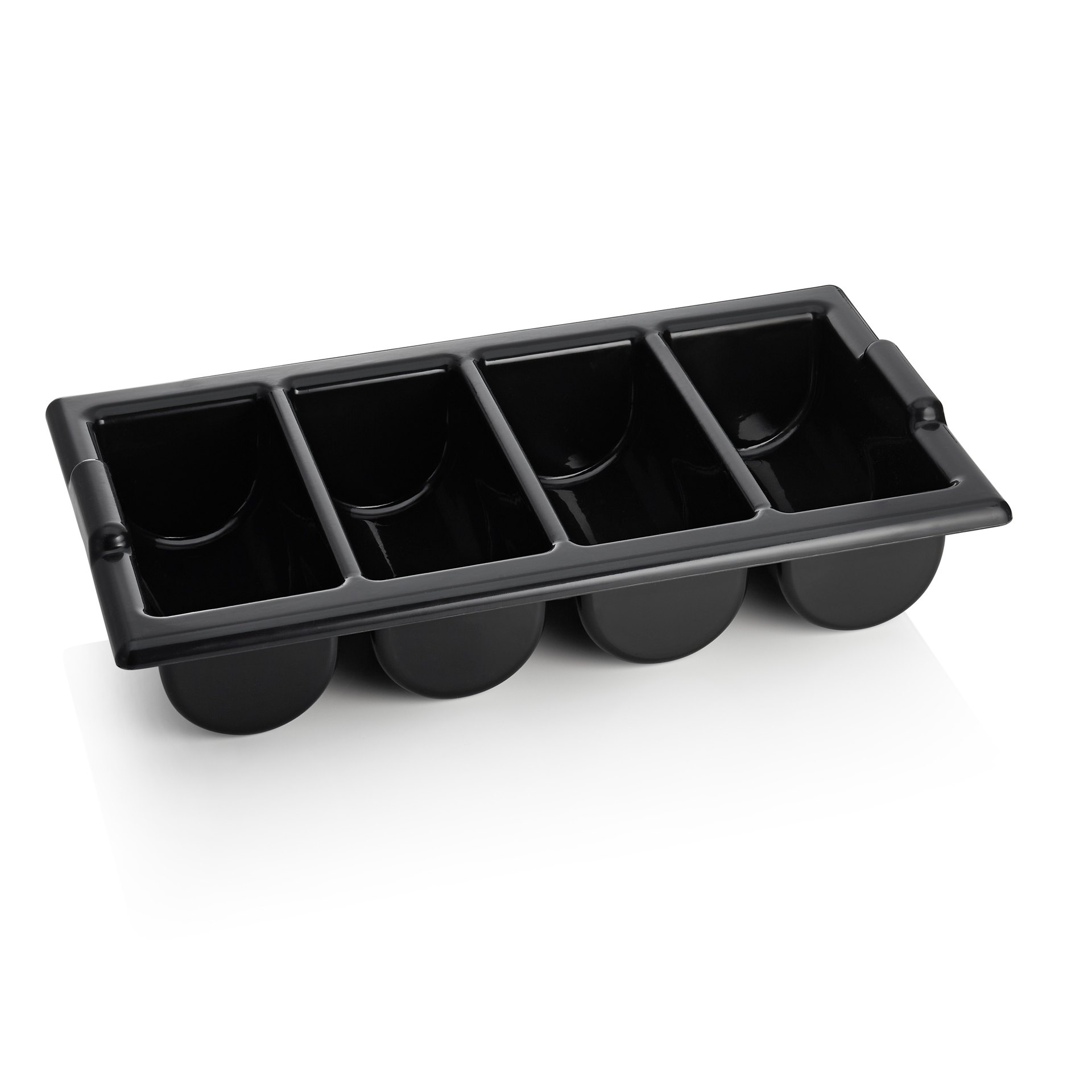 Besteckkasten GN 1/1, mit 4 Einteilungen, schwarz, Polyethylen