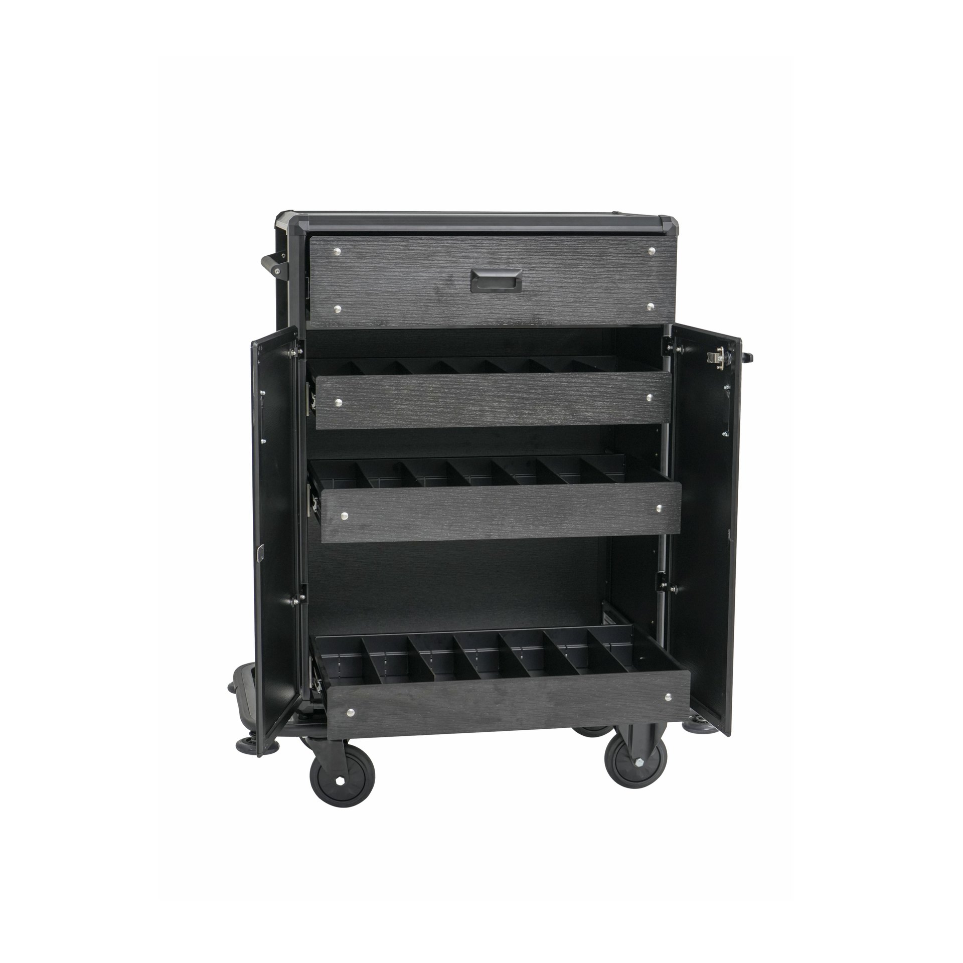 Minibar Servicetrolley, 87 x 48 x 130 cm, Aluminium, HPL, ABS Kunststoff Minibar Servicetrolley, 87 x 48 x 130 cm, Aluminium, HPL, ABS Kunststoff
