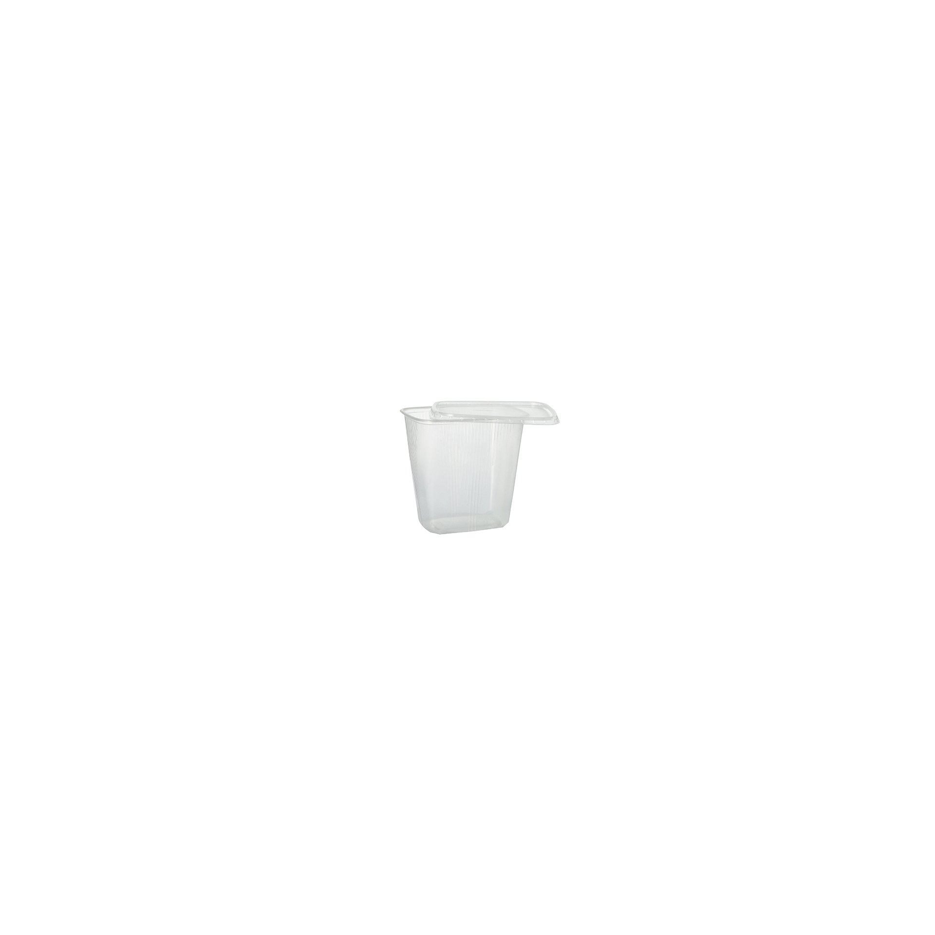 Verpackungsbecher, PP eckig 500 ml 10,1 cm x 8,1 cm x 10,8 cm transparent Verpackungsbecher, PP eckig 500 ml 10,1 cm x 8,1 cm x 10,8 cm transparent