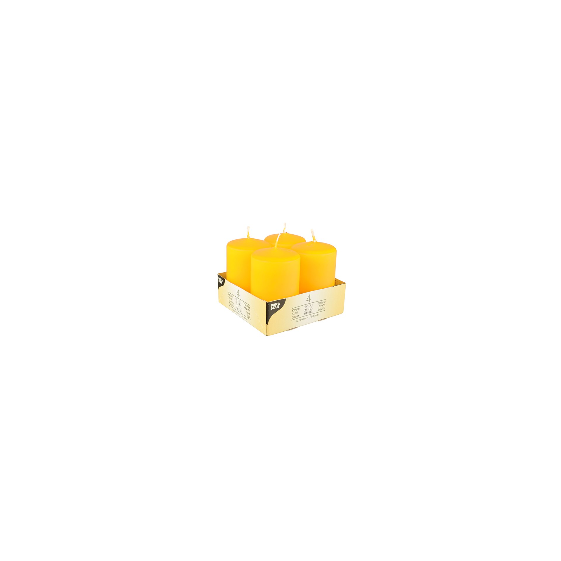 Stumpenkerzen Ø 50 mm · 80 mm gelb