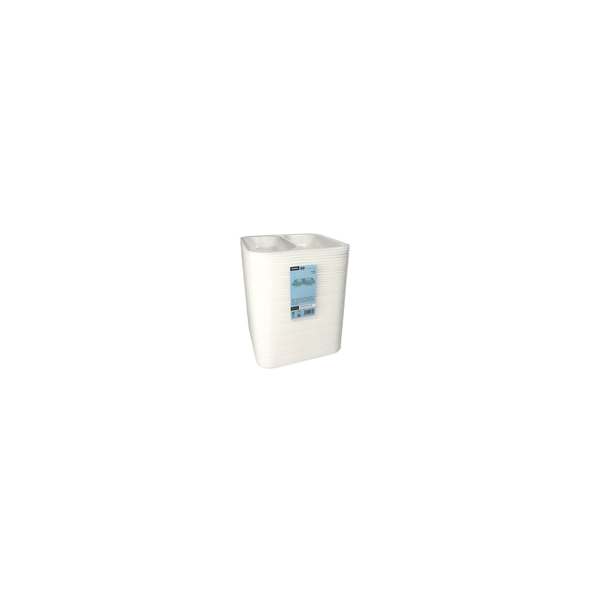Siegelschalen, XPS 2-geteilt 1250 ml 4,2 cm x 24,5 cm x 26,5 cm weiss laminiert