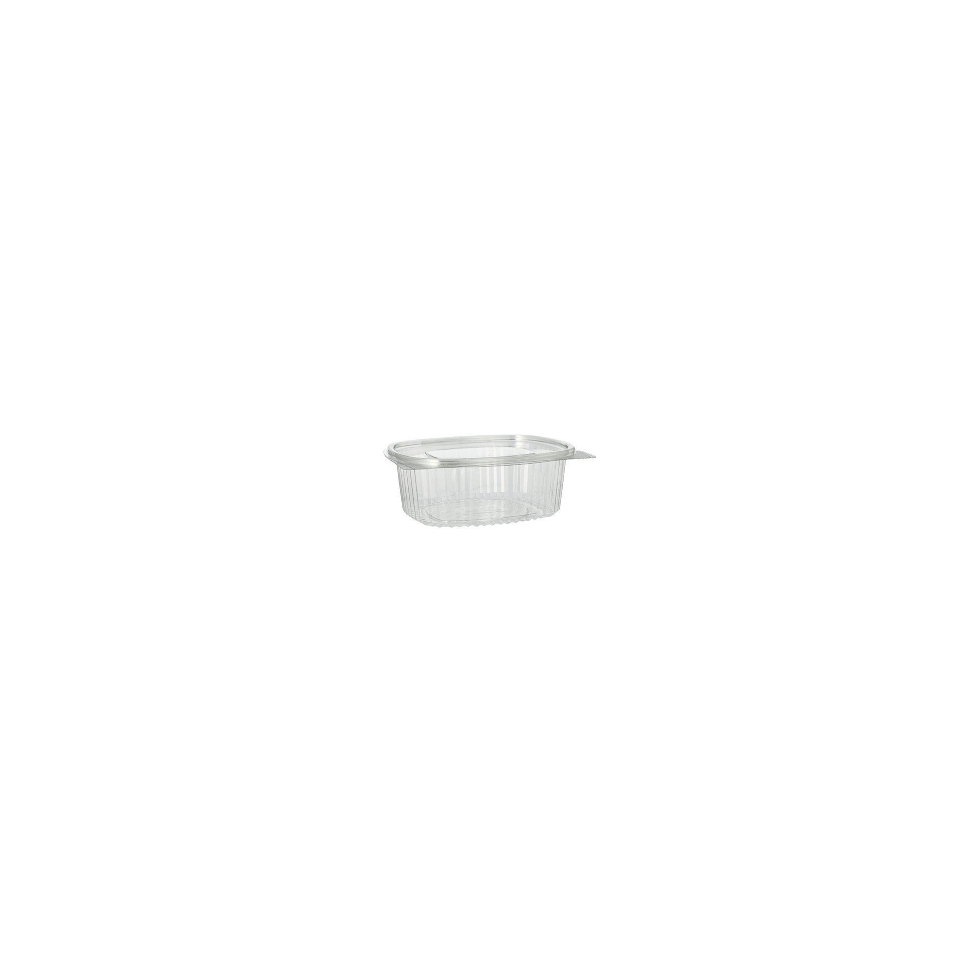 Feinkost- und Salatschalen mit Klappdeckel, R-PET oval 750 ml 6,2 cm x 14,4 cm x 17,5 cm klar