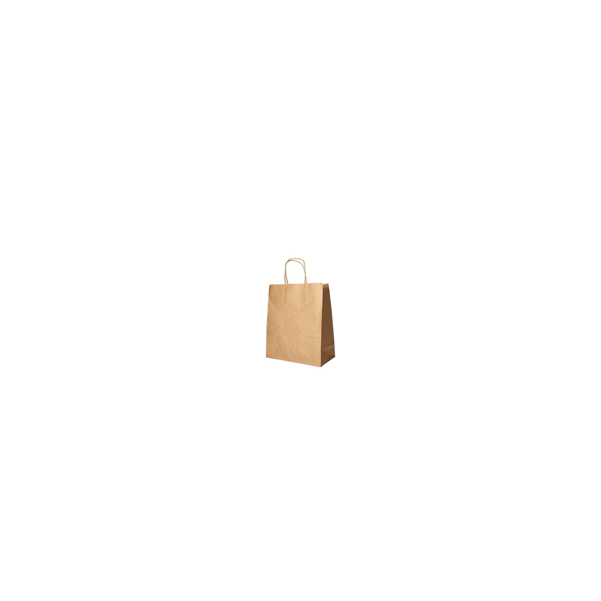 Tragetaschen, Papier 28 cm x 22 cm x 10 cm braun mit gedrehtem Tragegriff