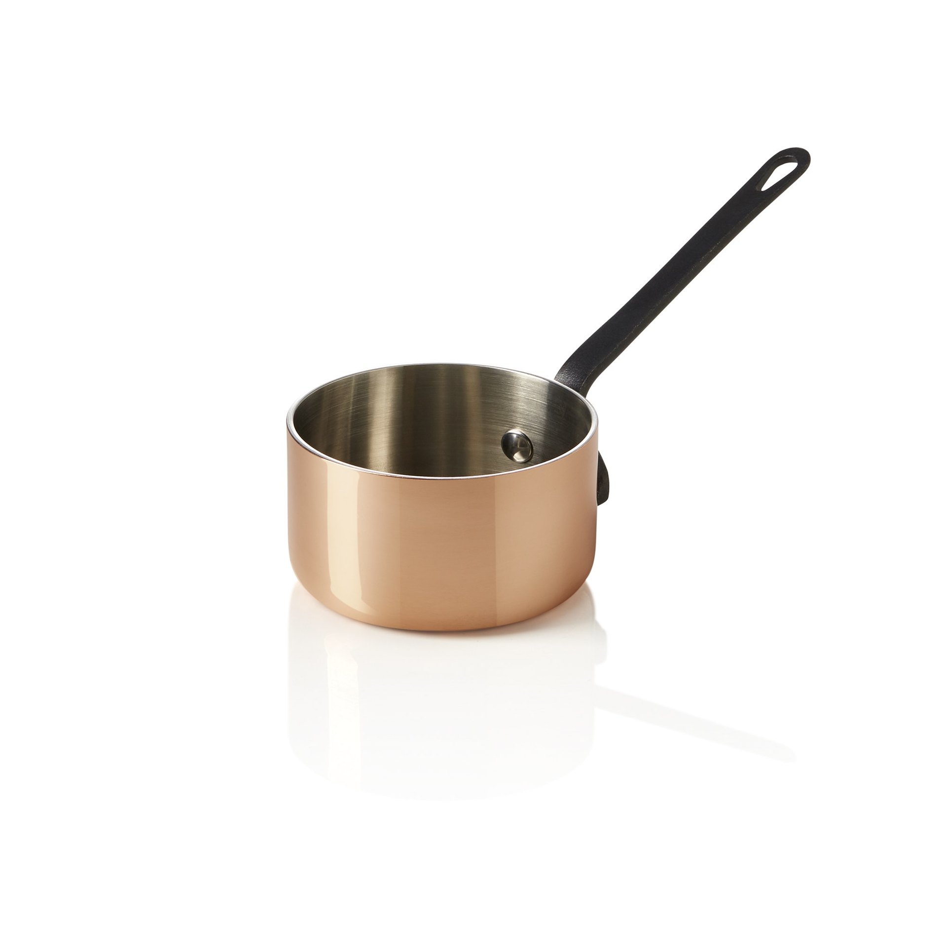 Mini Servierkasserolle MINI COPPER 3PLY, mit schwarzem Griff, Ø 8,5 cm, 230 ml, Kupfer/Aluminium