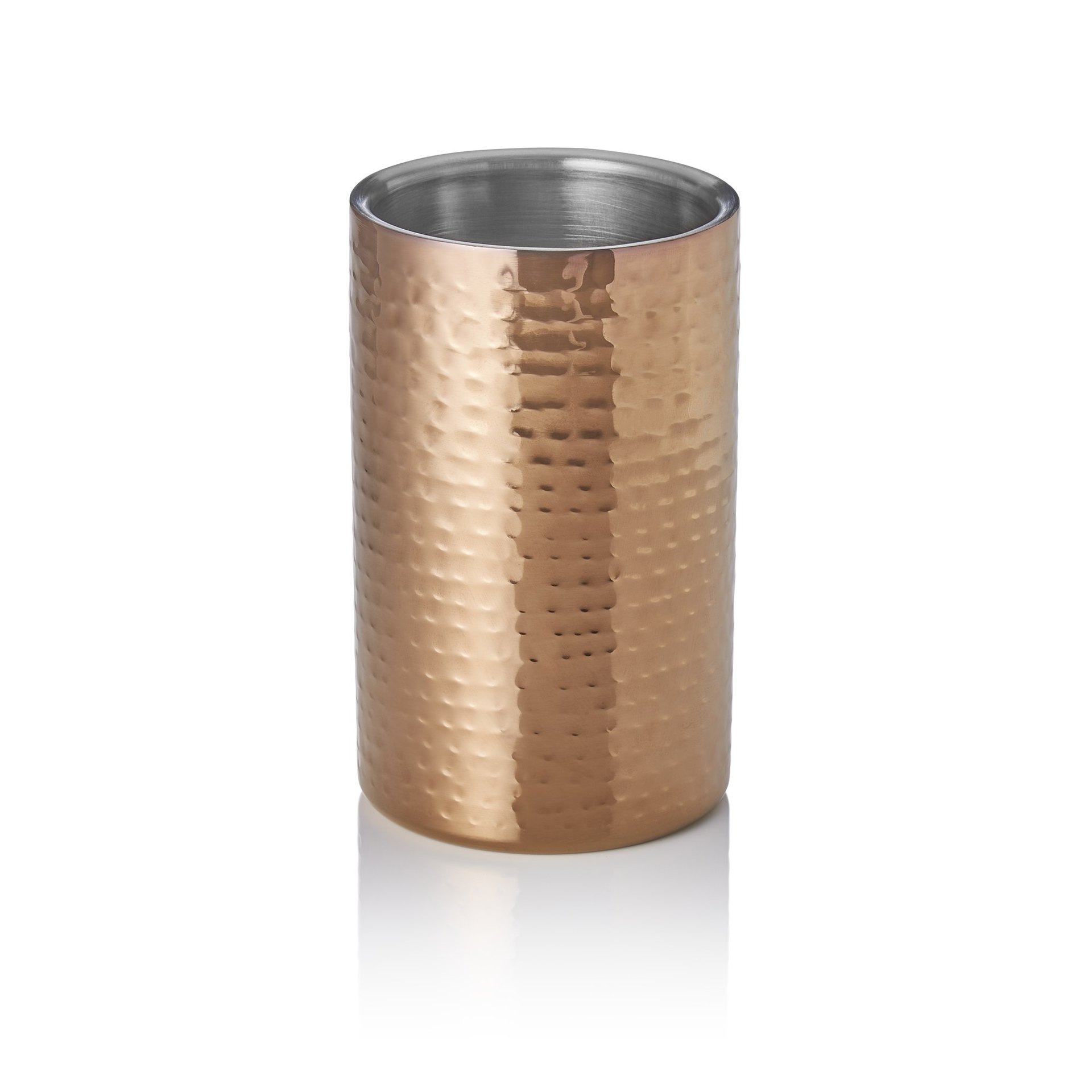 Flaschenkühler, Ø 12 cm, Höhe 19 cm, gehämmert, titanium gold, PVD Beschichtung