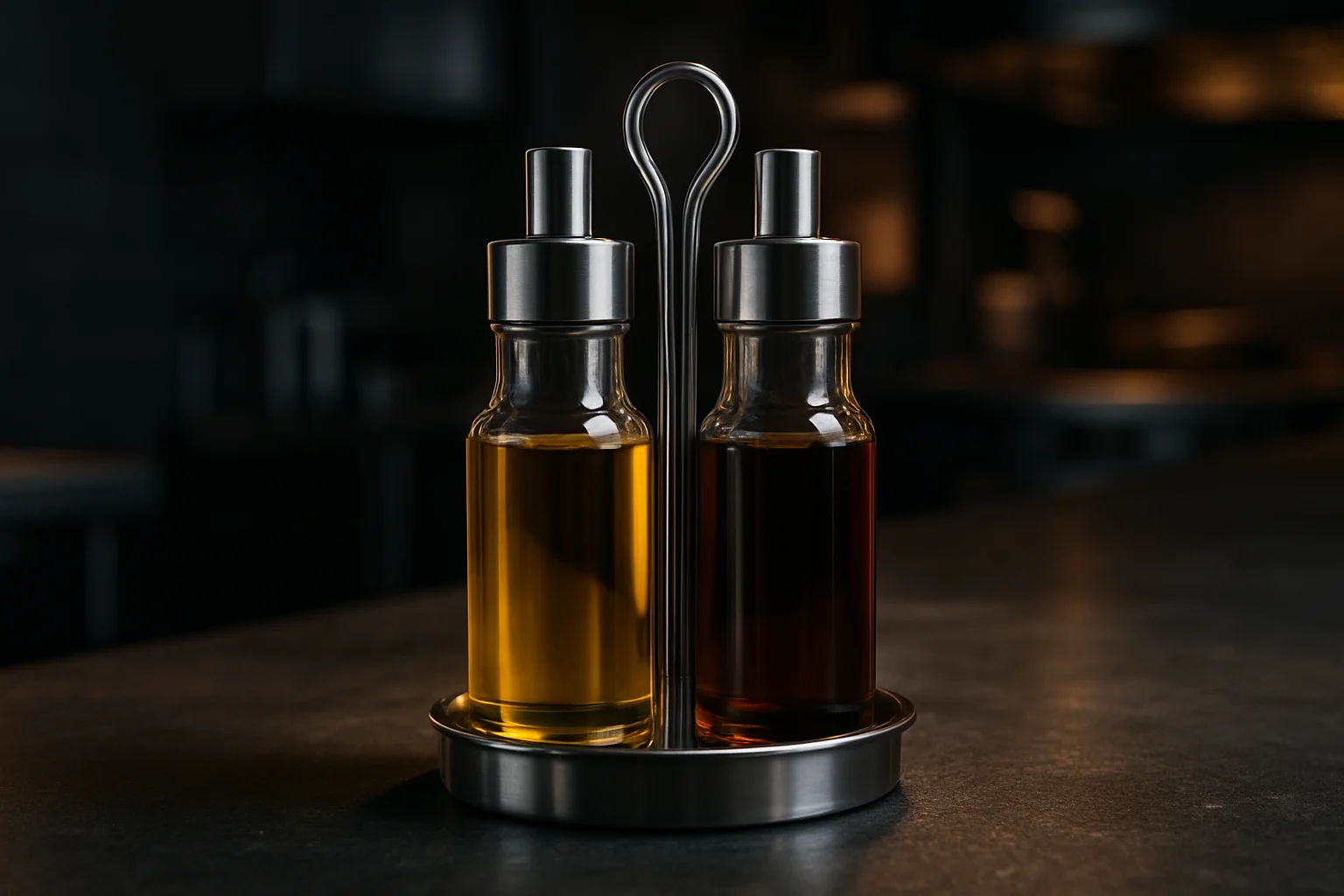 Menage-set für Öl und Essig, gastrogerechte Ausführung