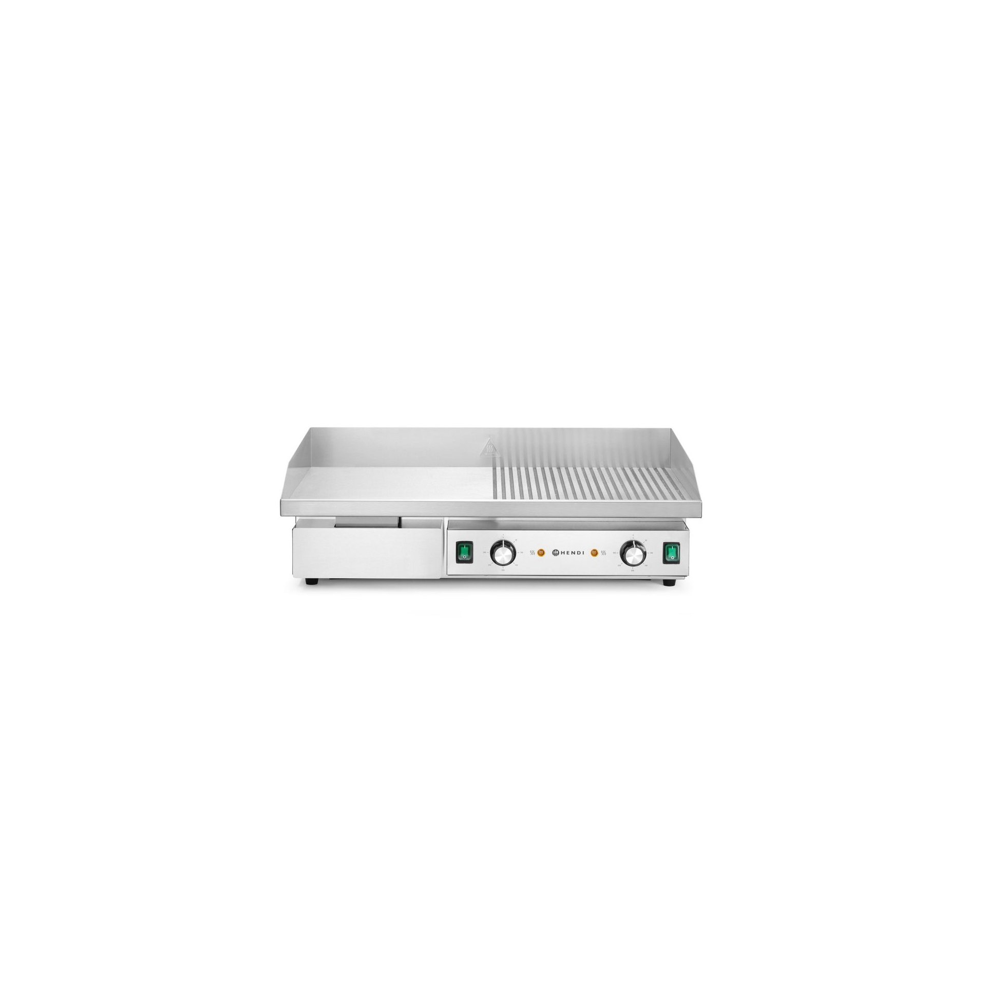 Grill, halb glatt, halb gerippt, Budget Line, 400V/4400W, 720x460x(H)241mm