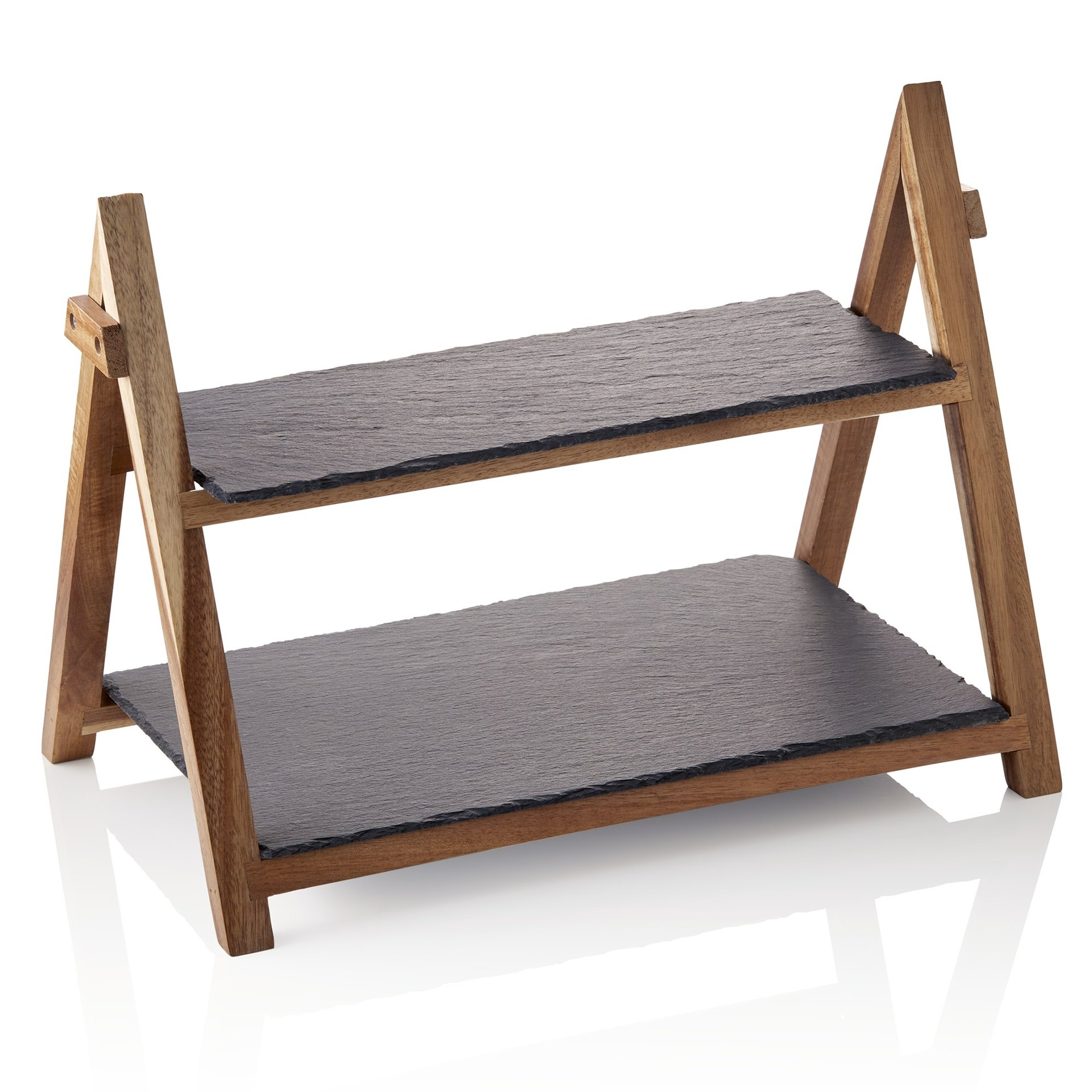 Serviergestell SLATE LINE, 2-stufig, Höhe 30 cm, Naturschiefer, Holz Serviergestell SLATE LINE, 2-stufig, Höhe 30 cm, Naturschiefer, Holz