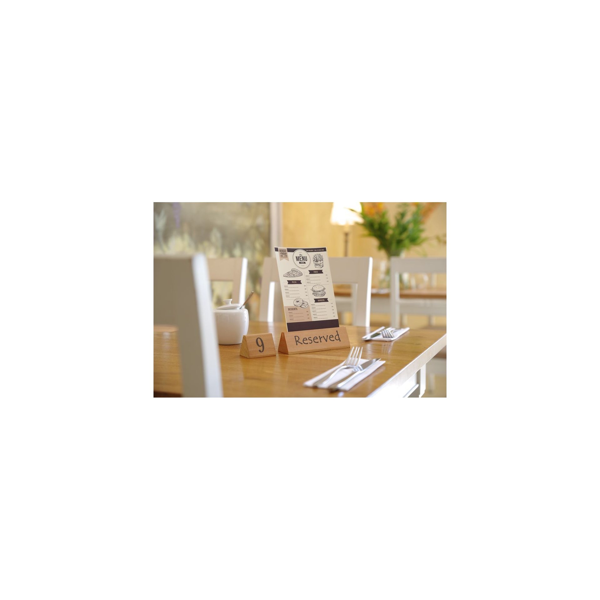 Tischschild Reserviert, reserved, 152x44x(H)44mm Tischschild Reserviert, reserved, 152x44x(H)44mm