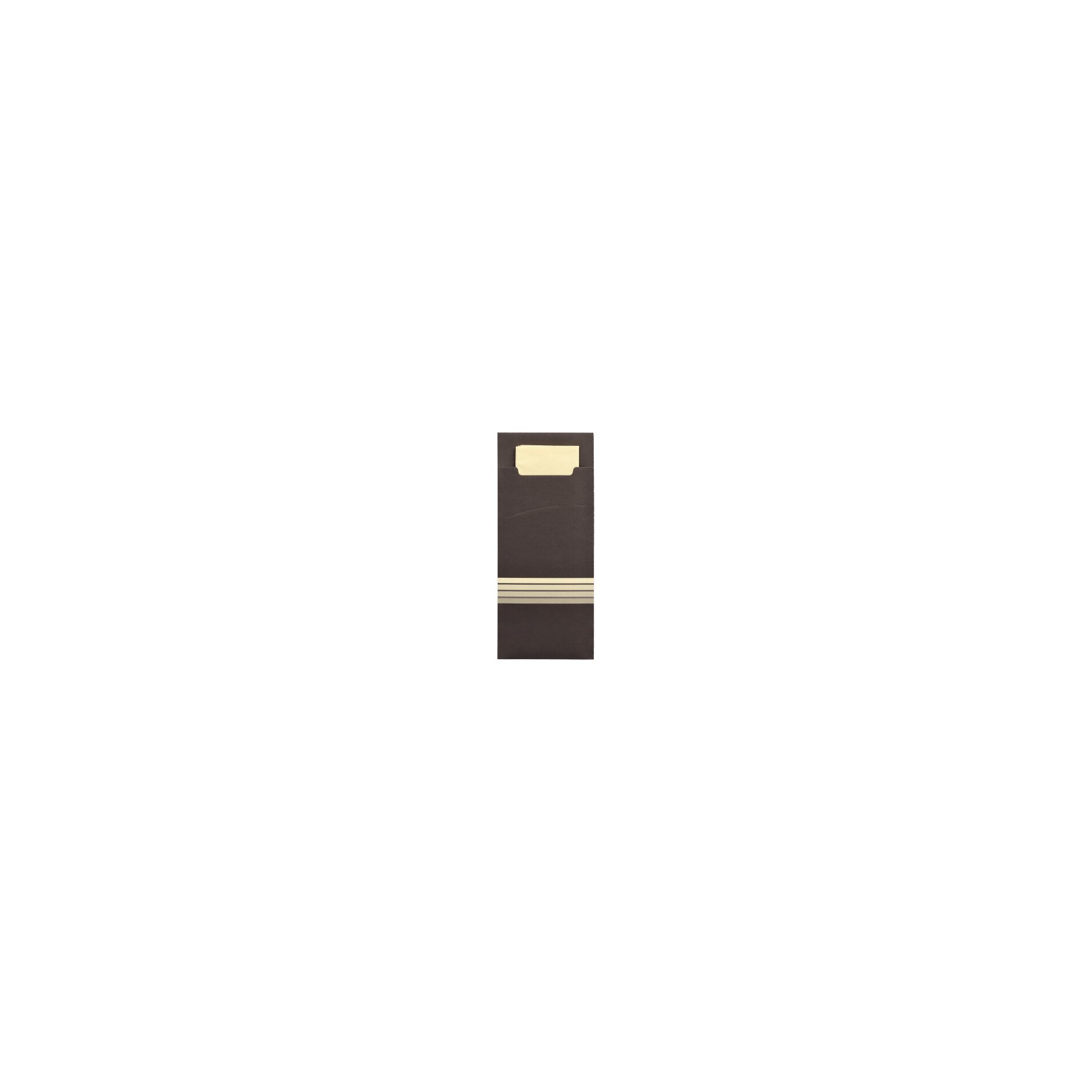Bestecktaschen 20 cm x 8,5 cm schwarz/creme "Stripes" inkl. farbiger Serviette