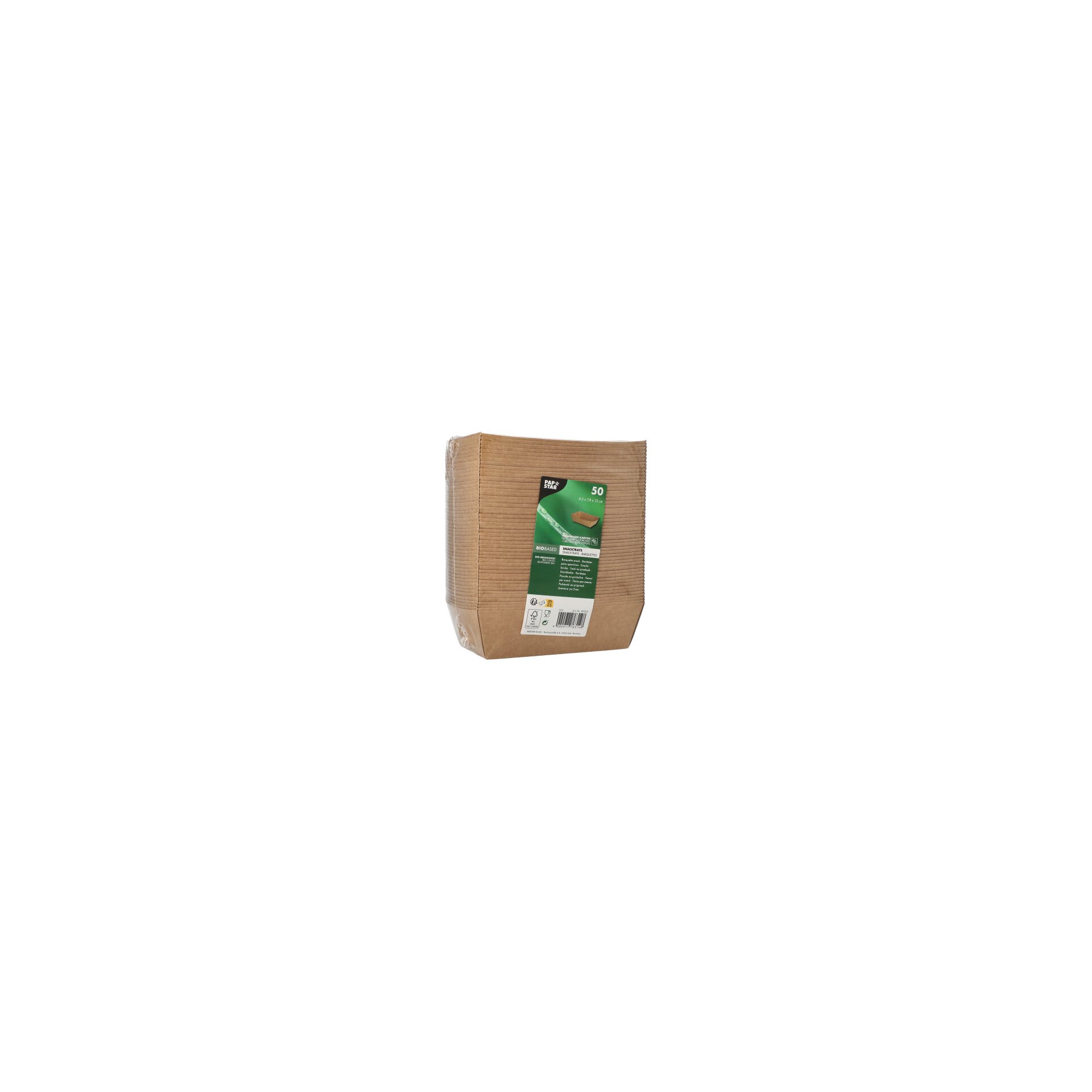 Snacktrays, Pappe "pure" 4,3 cm x 13 cm x 7,8 cm braun