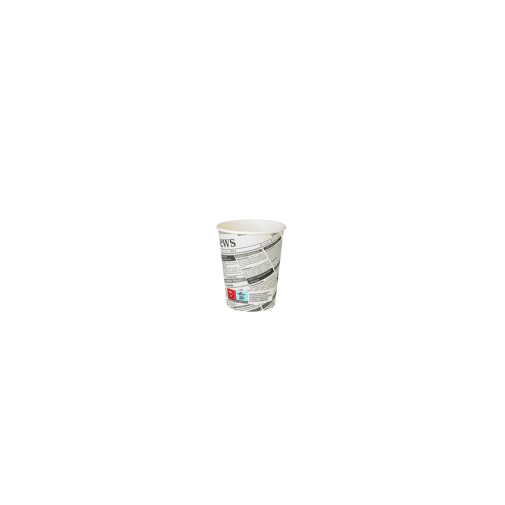 Trinkbecher, Pappe "To Go" 0,2 l Ø 8 cm · 9,2 cm "Newsprint"