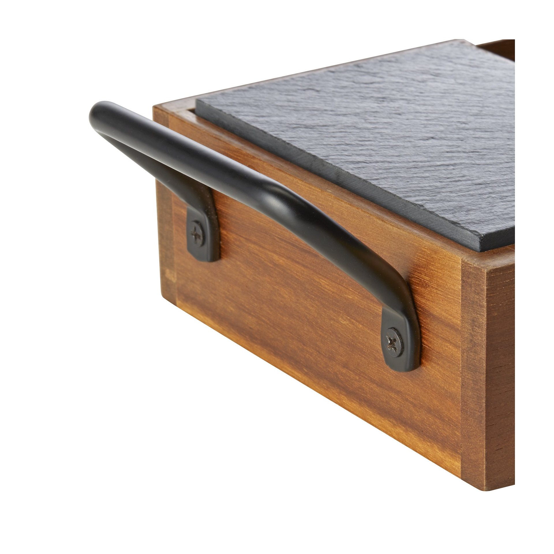Naturschieferplatten Set SLATE & SERVE, 24 x 15 x 5,5 cm, 3 Schieferplatten und Brot- und Butterkorb, Akazienholz, Naturschiefer Naturschieferplatten Set SLATE & SERVE, 24 x 15 x 5,5 cm, 3 Schieferplatten und Brot- und Butterkorb, Akazienholz, Naturschiefer