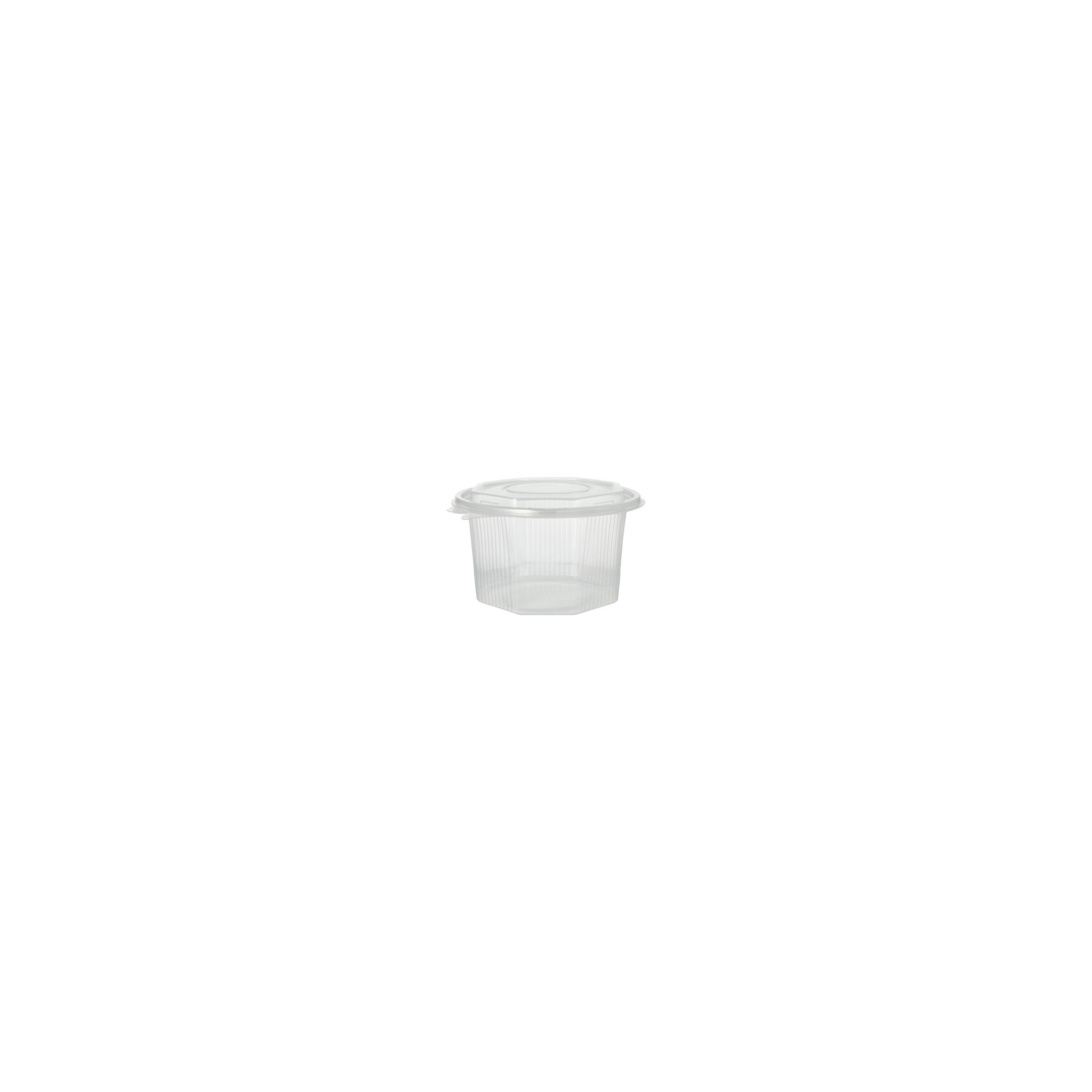 Verpackungsbecher mit Klappdeckeln, PP 8-eckig 1 l 8,3 cm x 13 cm x 13 cm transparent