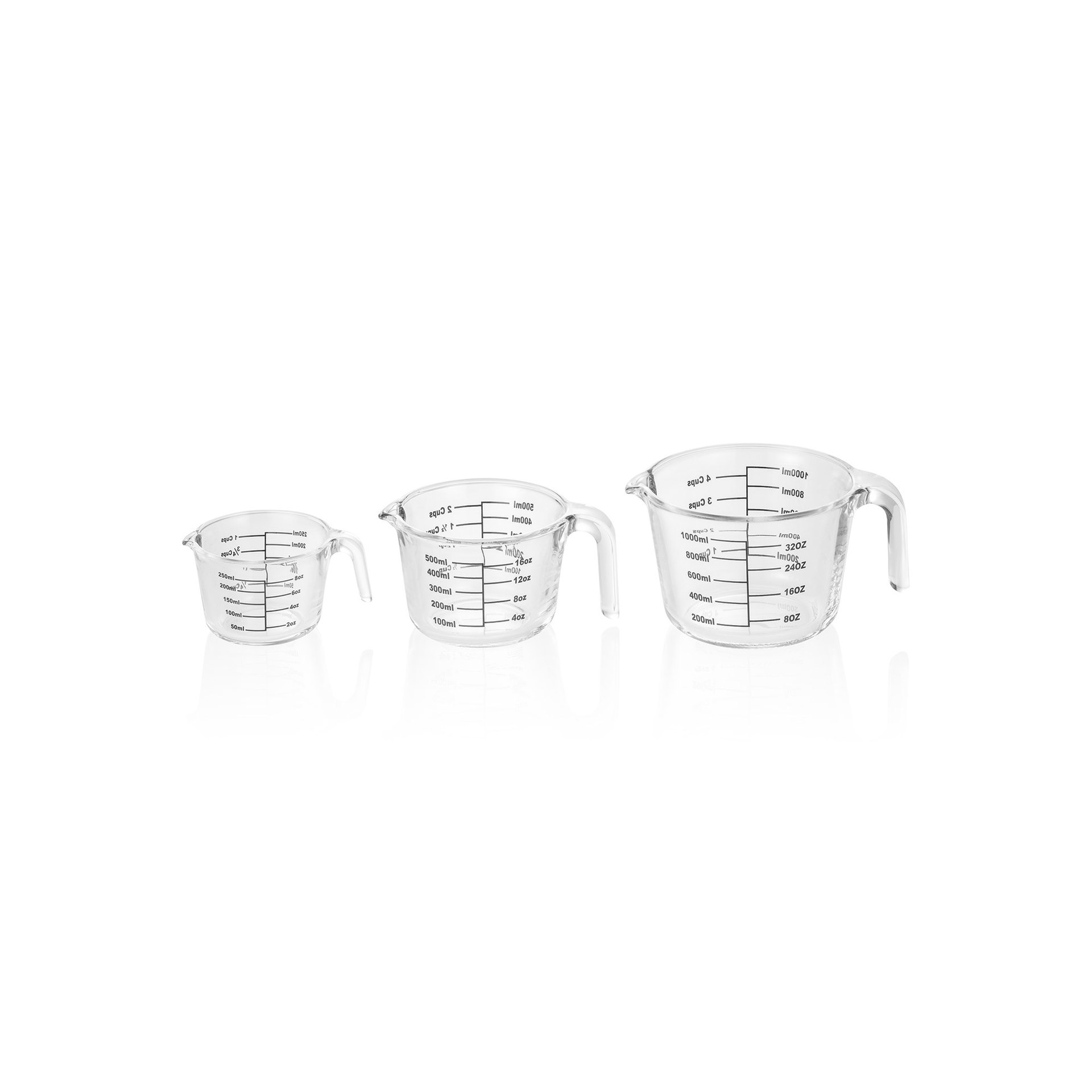 Messbecher Set, 3-teilig, Borosilikatglas Messbecher Set, 3-teilig, Borosilikatglas