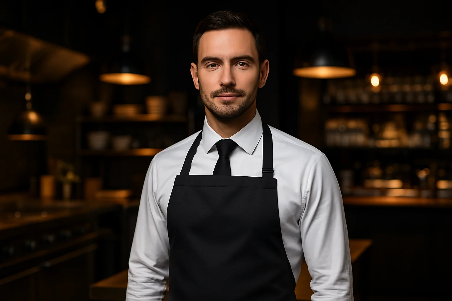 Serviceschürze getragen von Servicekraft im Restaurant