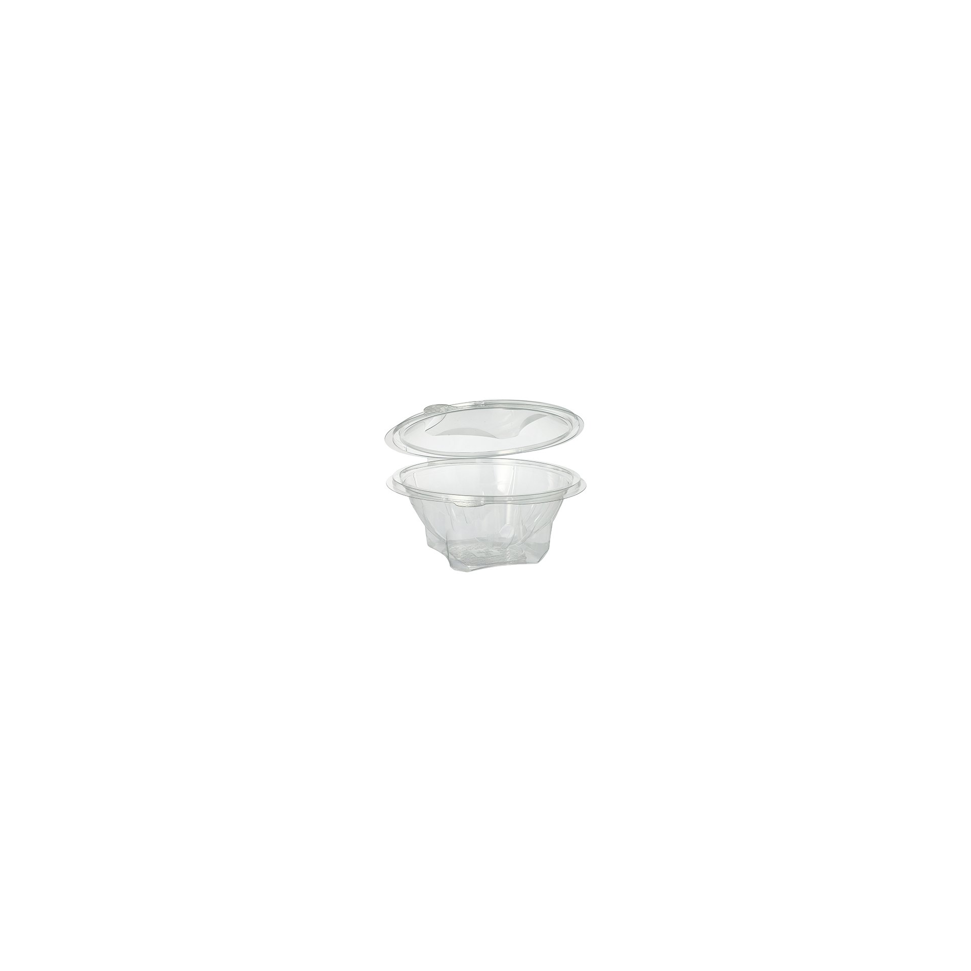 Feinkost- und Salatschalen mit Klappdeckel, R-PET rund 750 ml Ø 17,4 cm · 7,3 cm glasklar Feinkost- und Salatschalen mit Klappdeckel, R-PET rund 750 ml Ø 17,4 cm · 7,3 cm glasklar