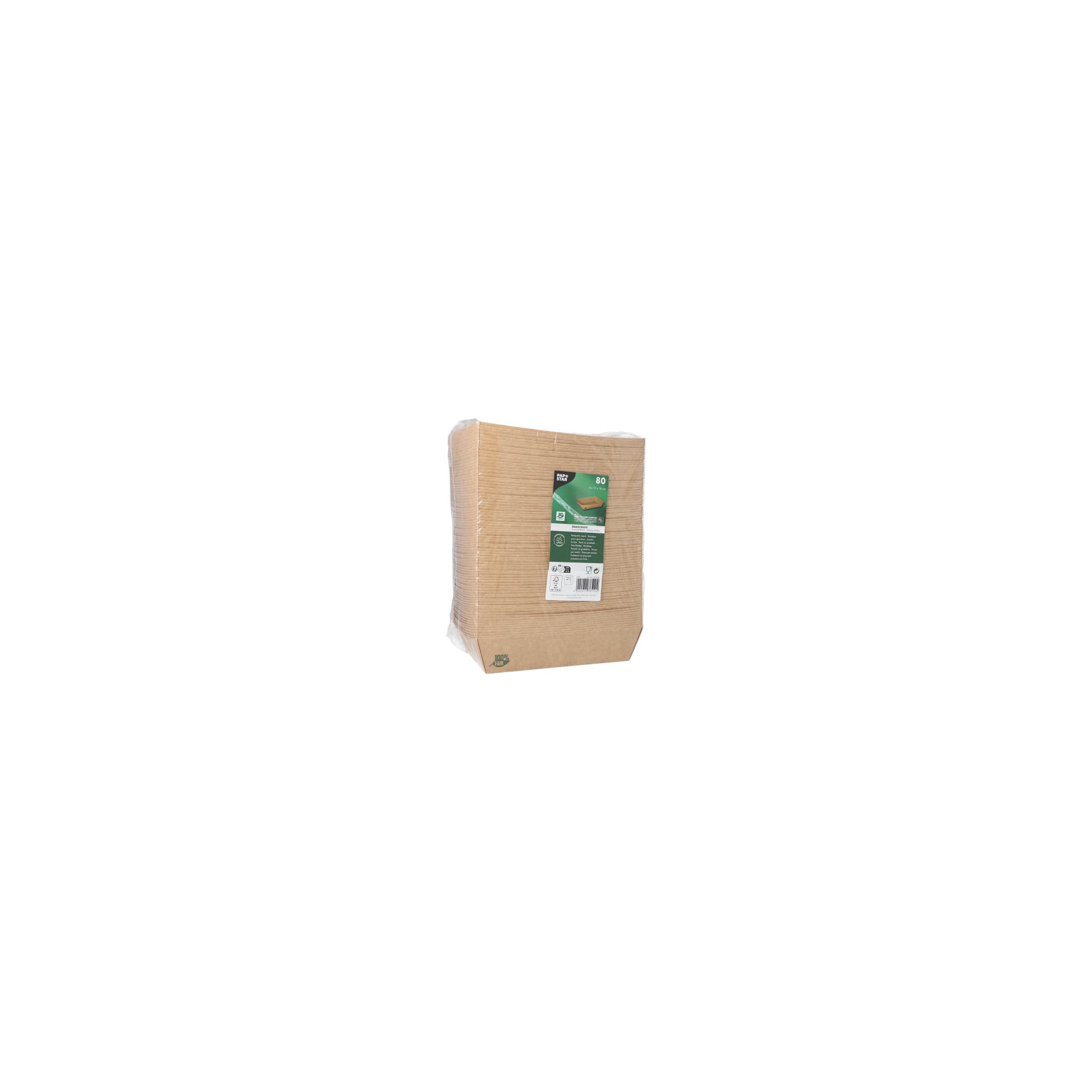 Snacktrays, Pappe "pure" 4 cm x 11 cm x 16 cm braun "100% Fair" extra groß