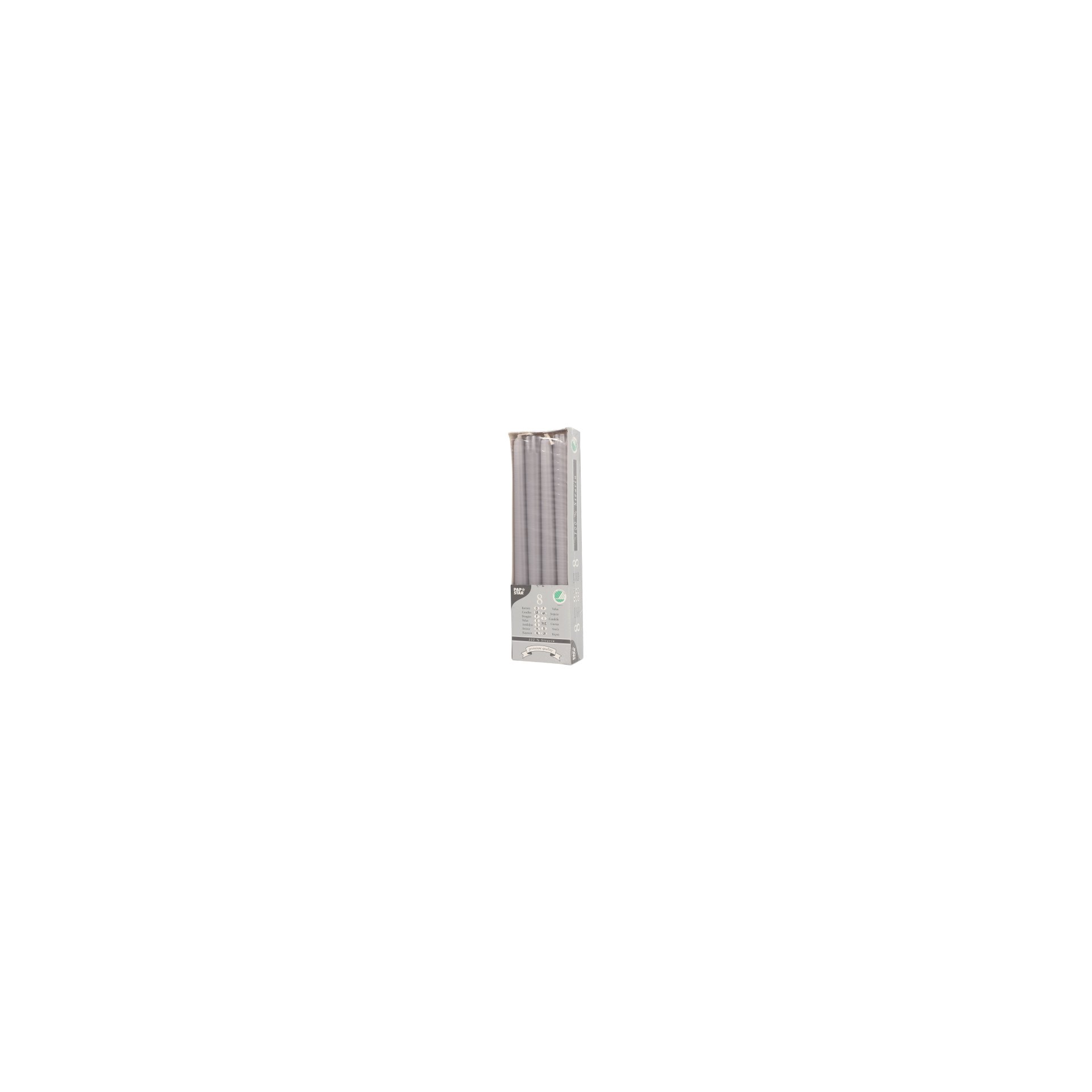 Leuchterkerzen Ø 2,2 cm · 25 cm grau aus 100 % Stearin Leuchterkerzen Ø 2,2 cm · 25 cm grau aus 100 % Stearin