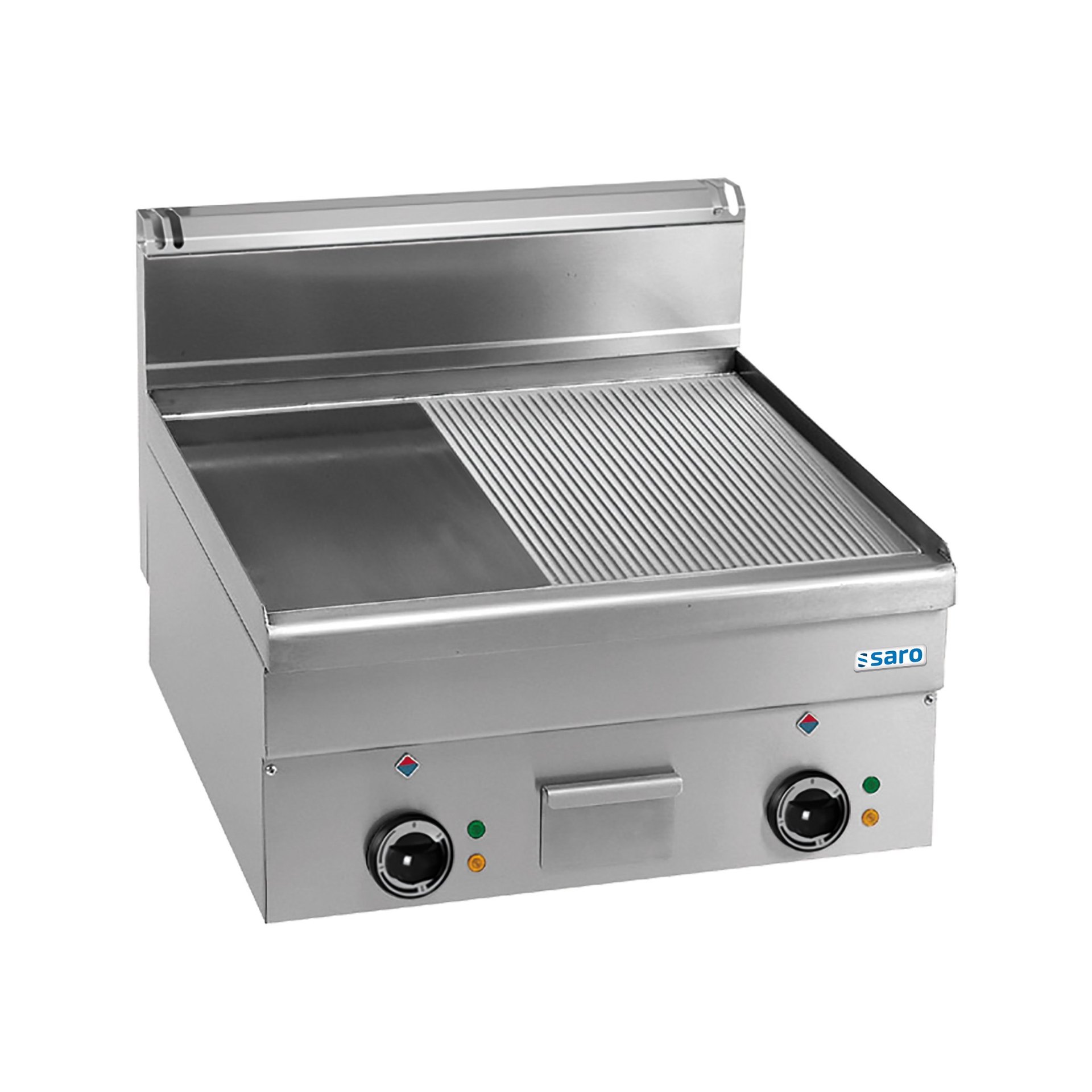 Elektrogrillplatte 1/2 glatt 1/2 gerillt 600x600 Modell EFT66LR