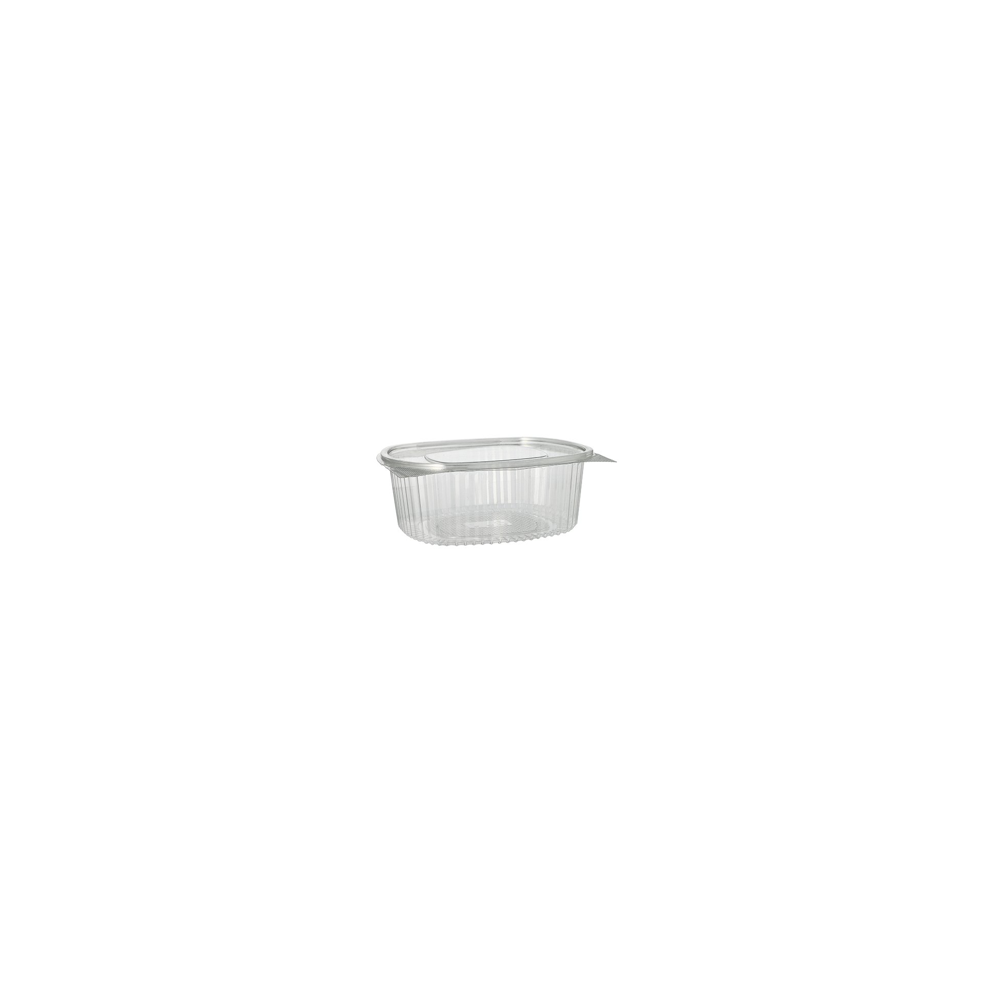 Feinkost- und Salatschalen mit Klappdeckel, R-PET oval 1500 ml 7,6 cm x 18,2 cm x 20,8 cm klar Feinkost- und Salatschalen mit Klappdeckel, R-PET oval 1500 ml 7,6 cm x 18,2 cm x 20,8 cm klar