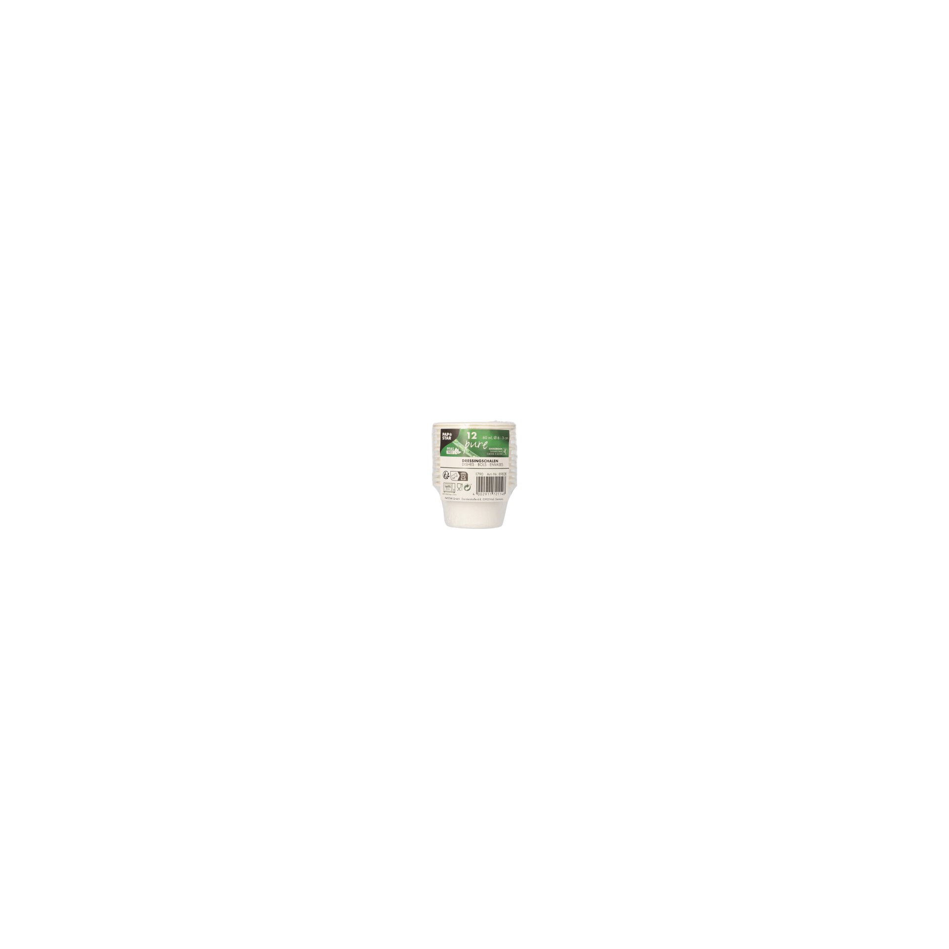 Dressingschalen, Zuckerrohr "pure" 60 ml Ø 6 cm · 3 cm weiss
