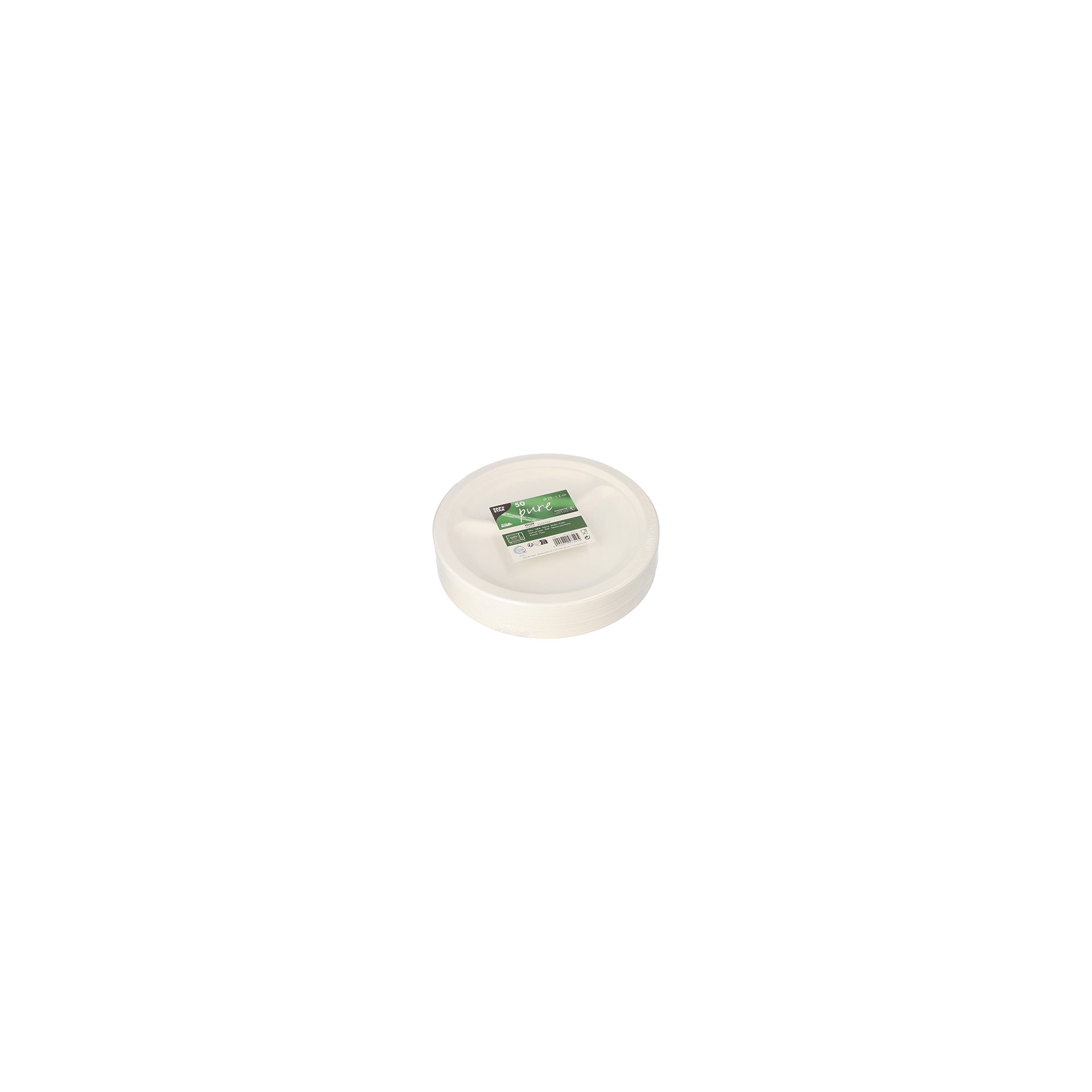 Teller, Zuckerrohr "pure" 2-geteilt Ø 23 cm · 2 cm weiss