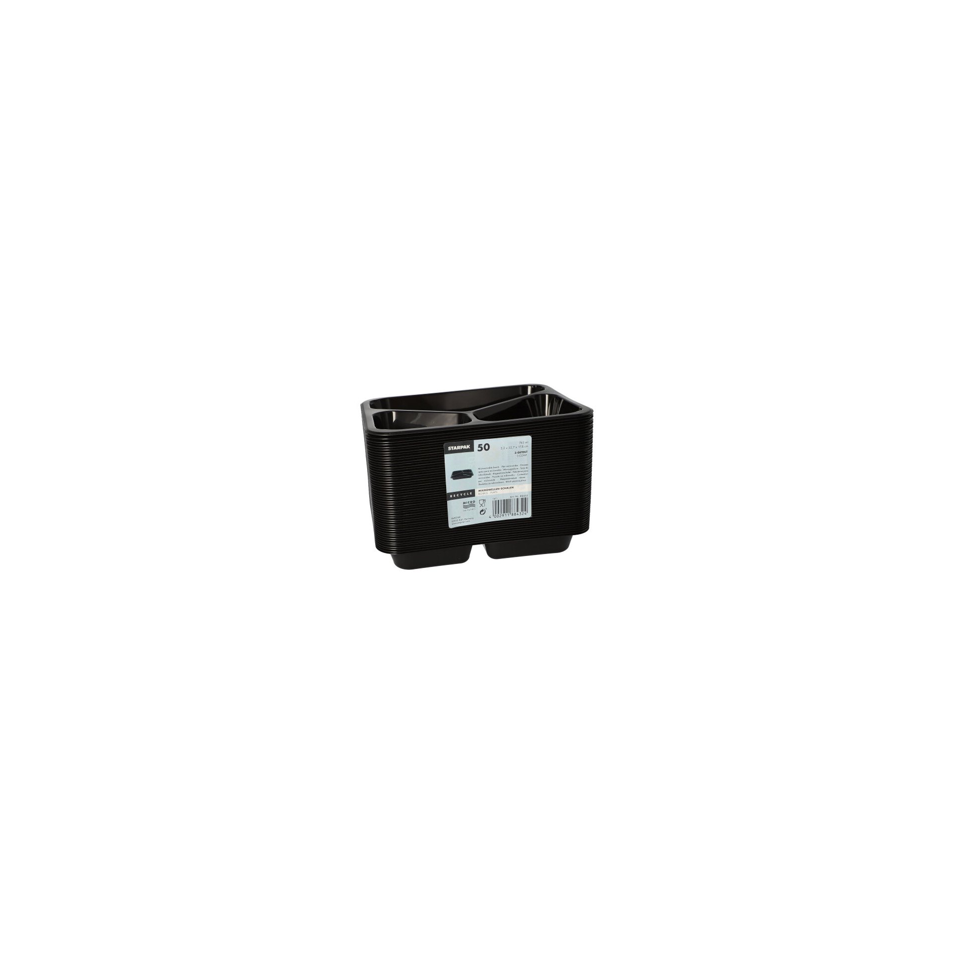 Mikrowellenschalen, PP 3-geteilt 765 ml 3,2 cm x 22,7 cm x 17,8 cm schwarz Mikrowellenschalen, PP 3-geteilt 765 ml 3,2 cm x 22,7 cm x 17,8 cm schwarz