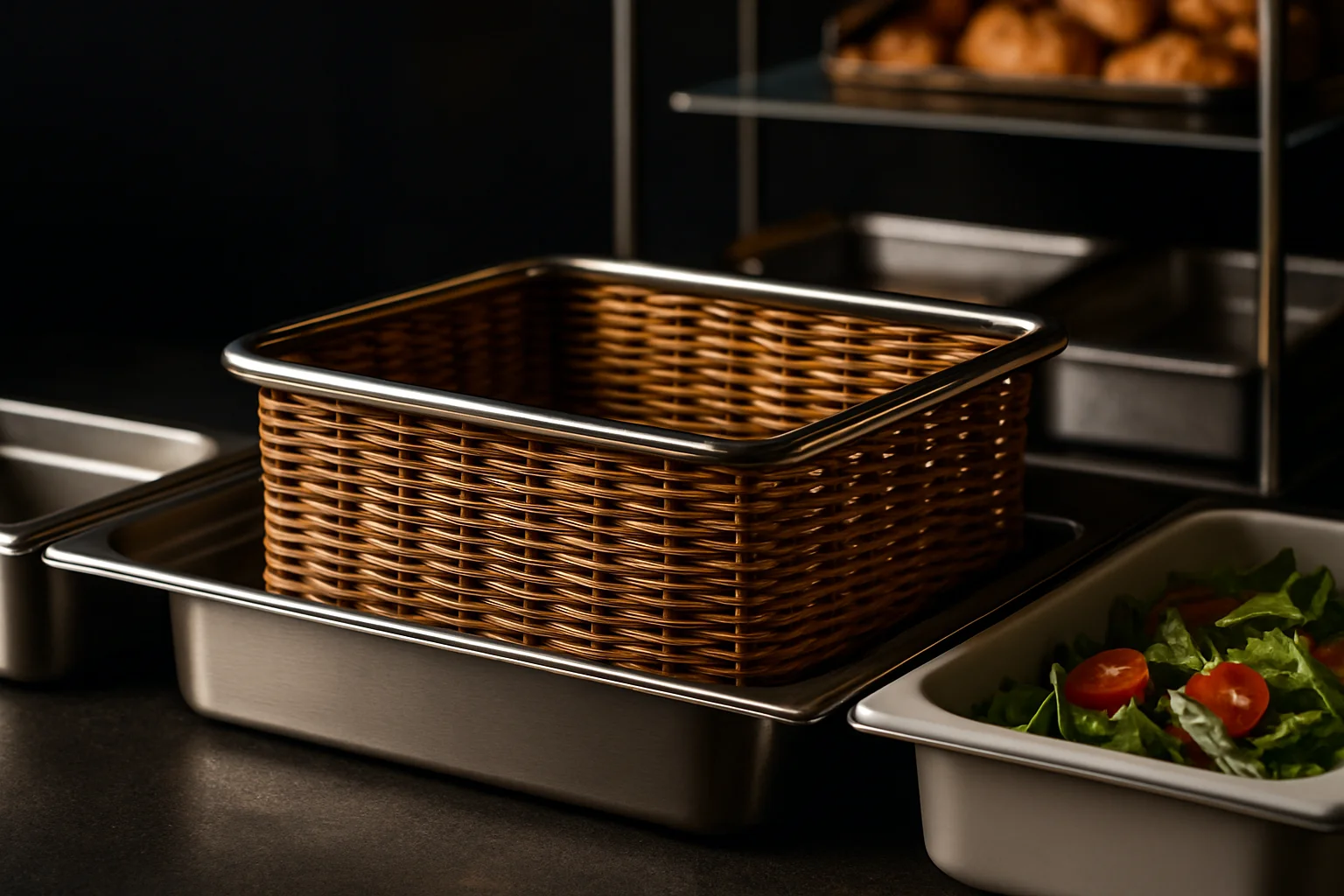 GN 1/2 Präsentationskorb auf Buffet, modular kombiniert