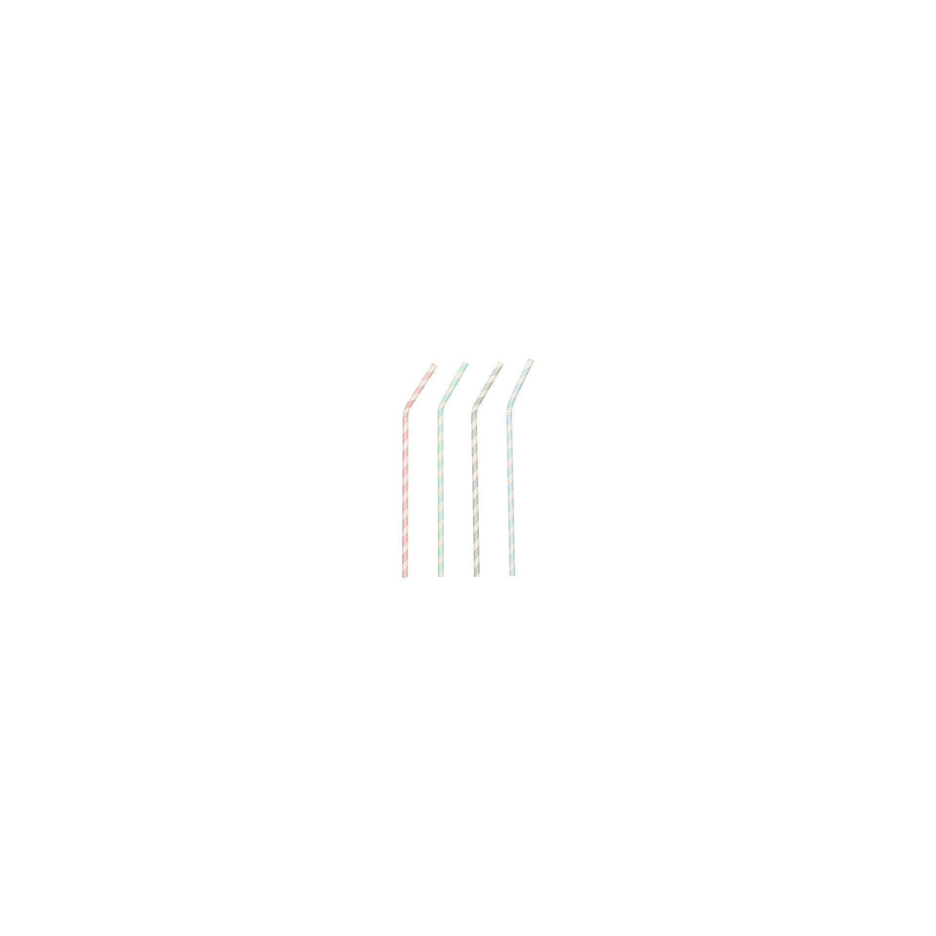 Trinkhalme, Papier Ø 6 mm · 22 cm farbig sortiert "Stripes" flexibel
