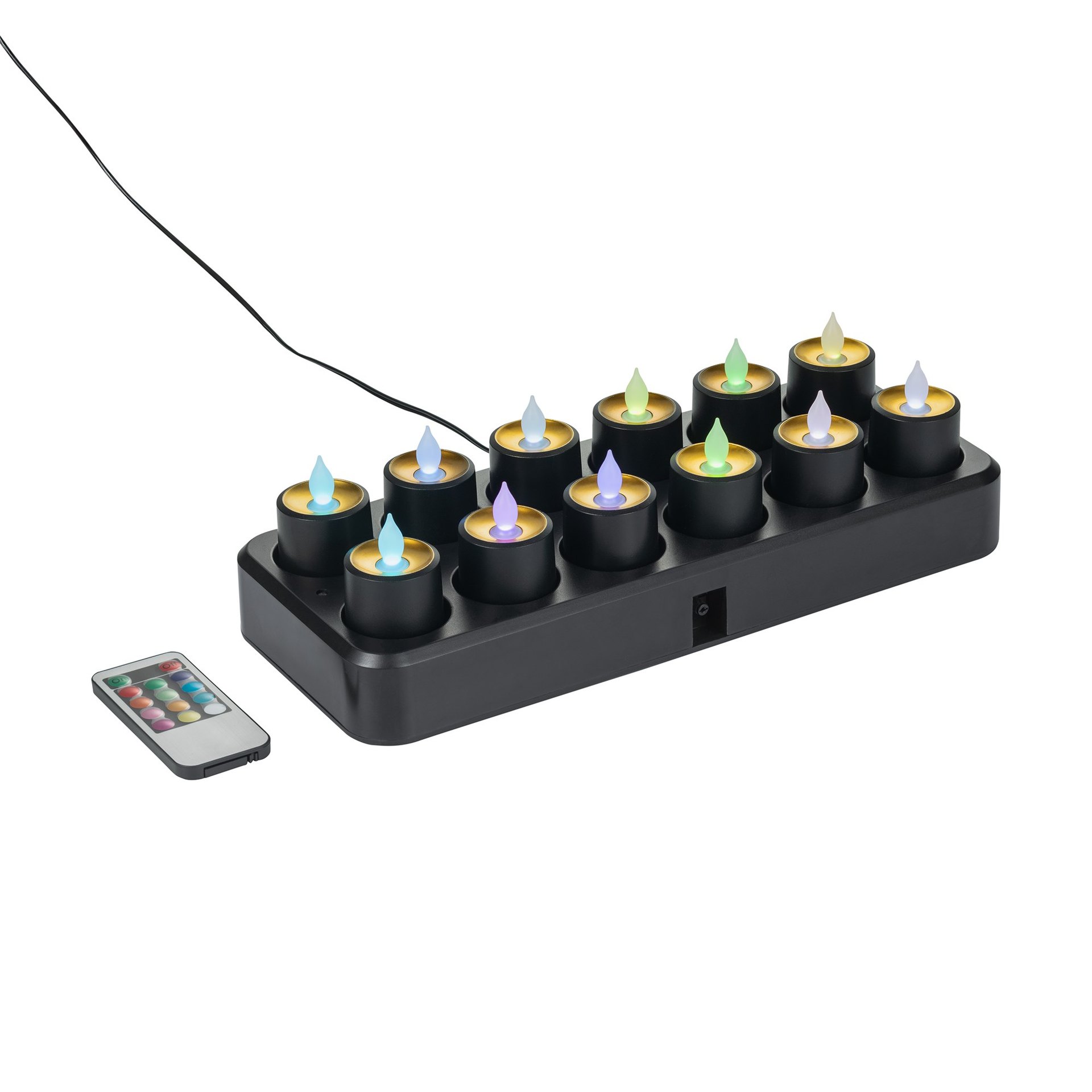 LED Teelichter Multi-Color YUYU, 30 x 14 x 3 cm, wiederaufladbar