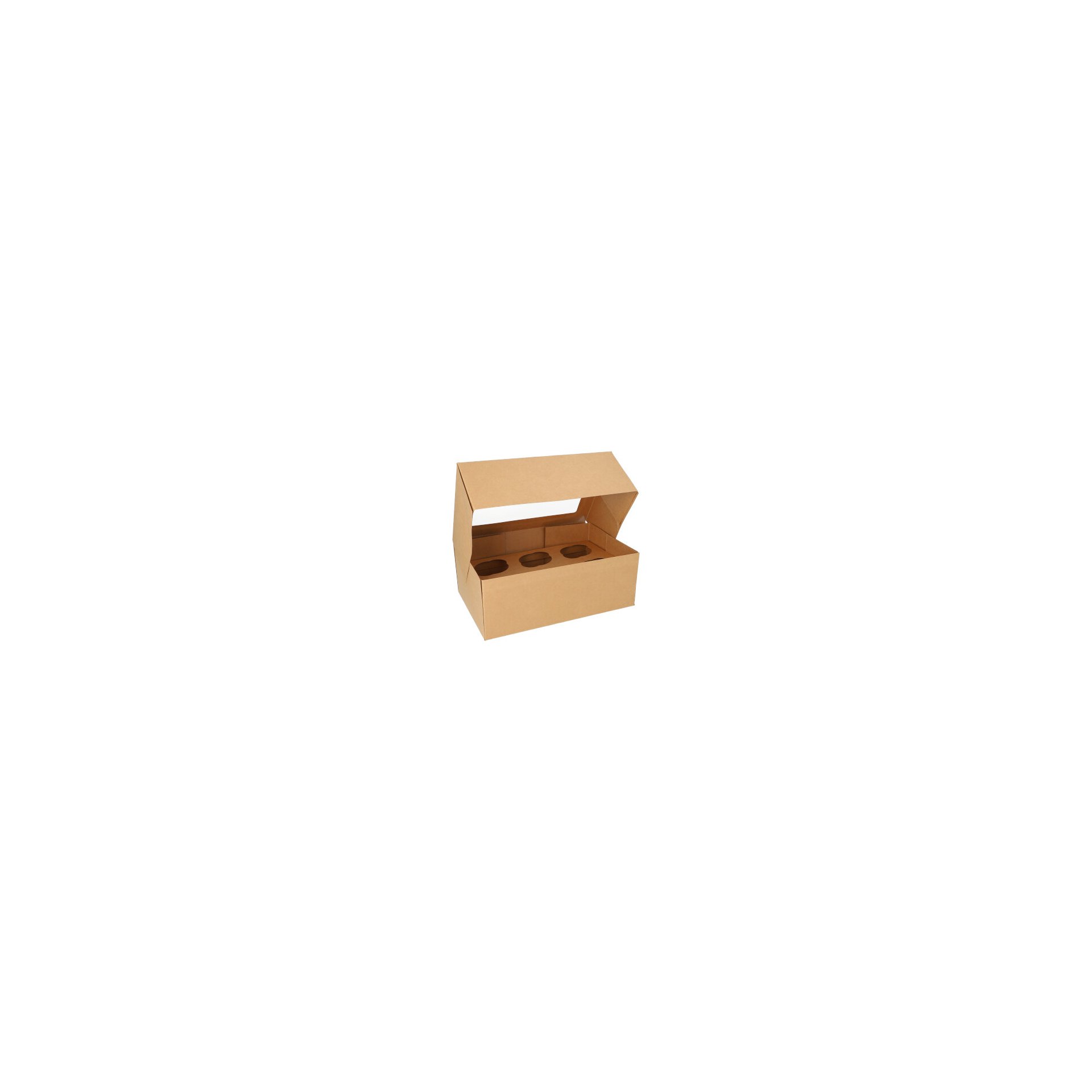 Cupcake-Kartons eckig 10 cm x 27 cm x 17,5 cm mit Sichtfenster aus PLA Cupcake-Kartons eckig 10 cm x 27 cm x 17,5 cm mit Sichtfenster aus PLA