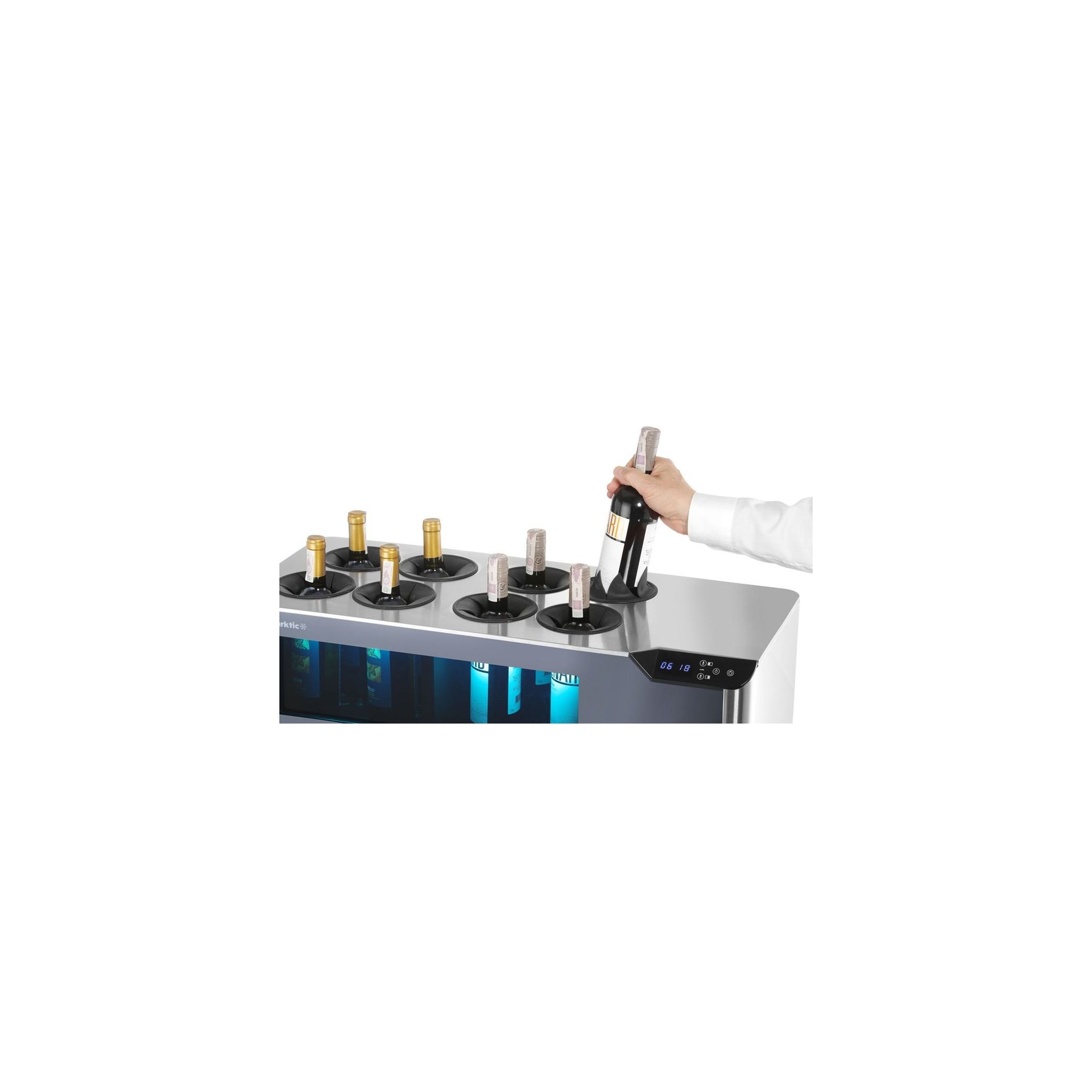 Theken-Weinkühler Cellar, 2 Zonen, Schwarz 800x350x293mm Theken-Weinkühler Cellar, 2 Zonen, Schwarz 800x350x293mm
