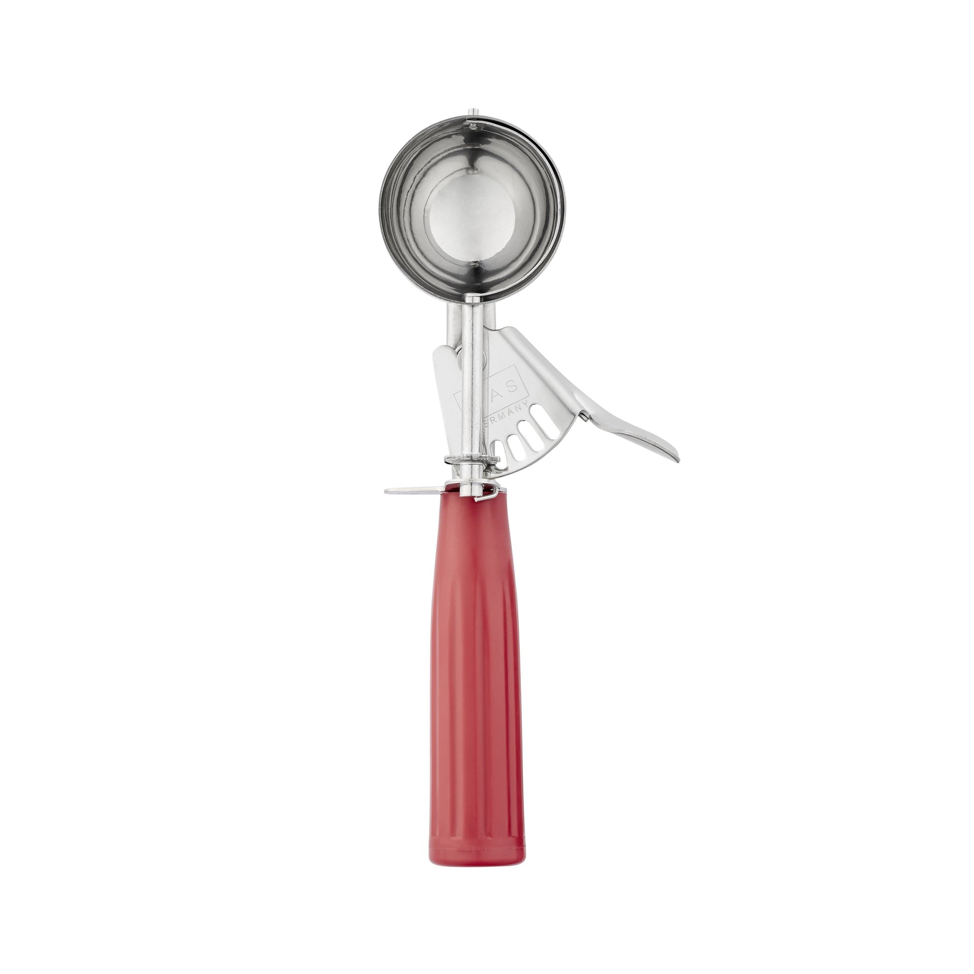 Portionierer, 20,5 cm, Ø 5 cm, roter Griff, Polypropylen