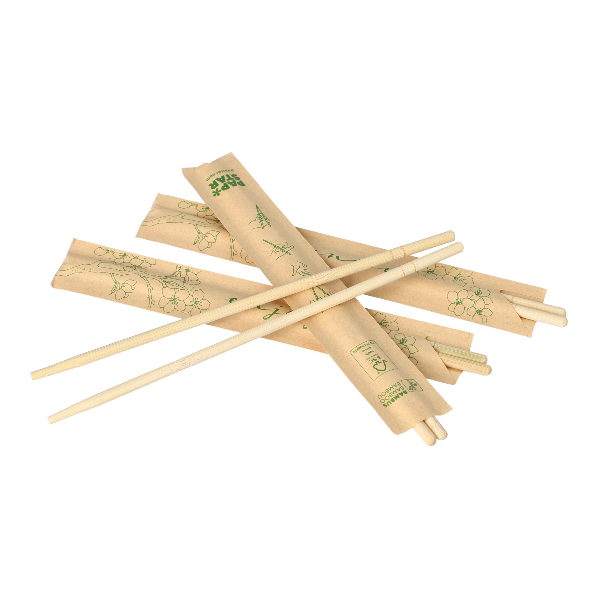 Paar Essstäbchen Bambus "ASIA" rund 19,5 cm einzeln gehüllt Paar Essstäbchen Bambus "ASIA" rund 19,5 cm einzeln gehüllt