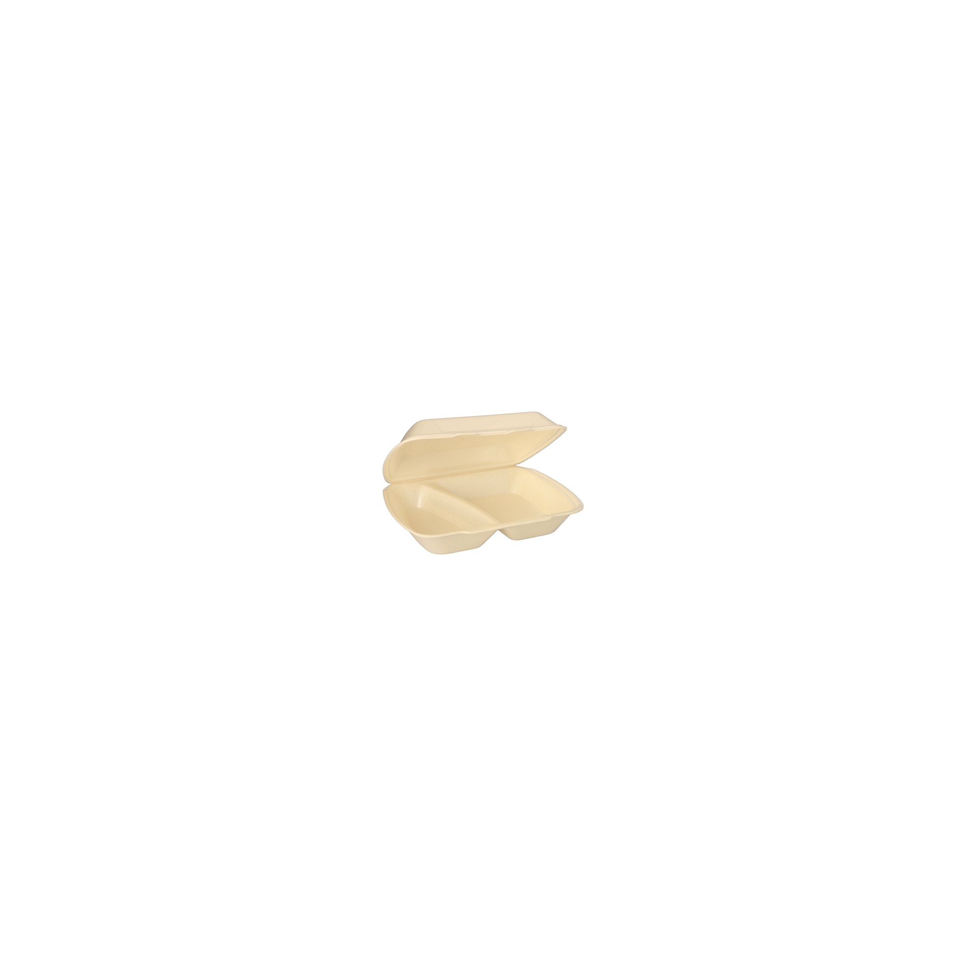 Menüboxen mit Klappdeckel, XPS 2-geteilt 7,5 cm x 24,3 cm x 20,8 cm creme