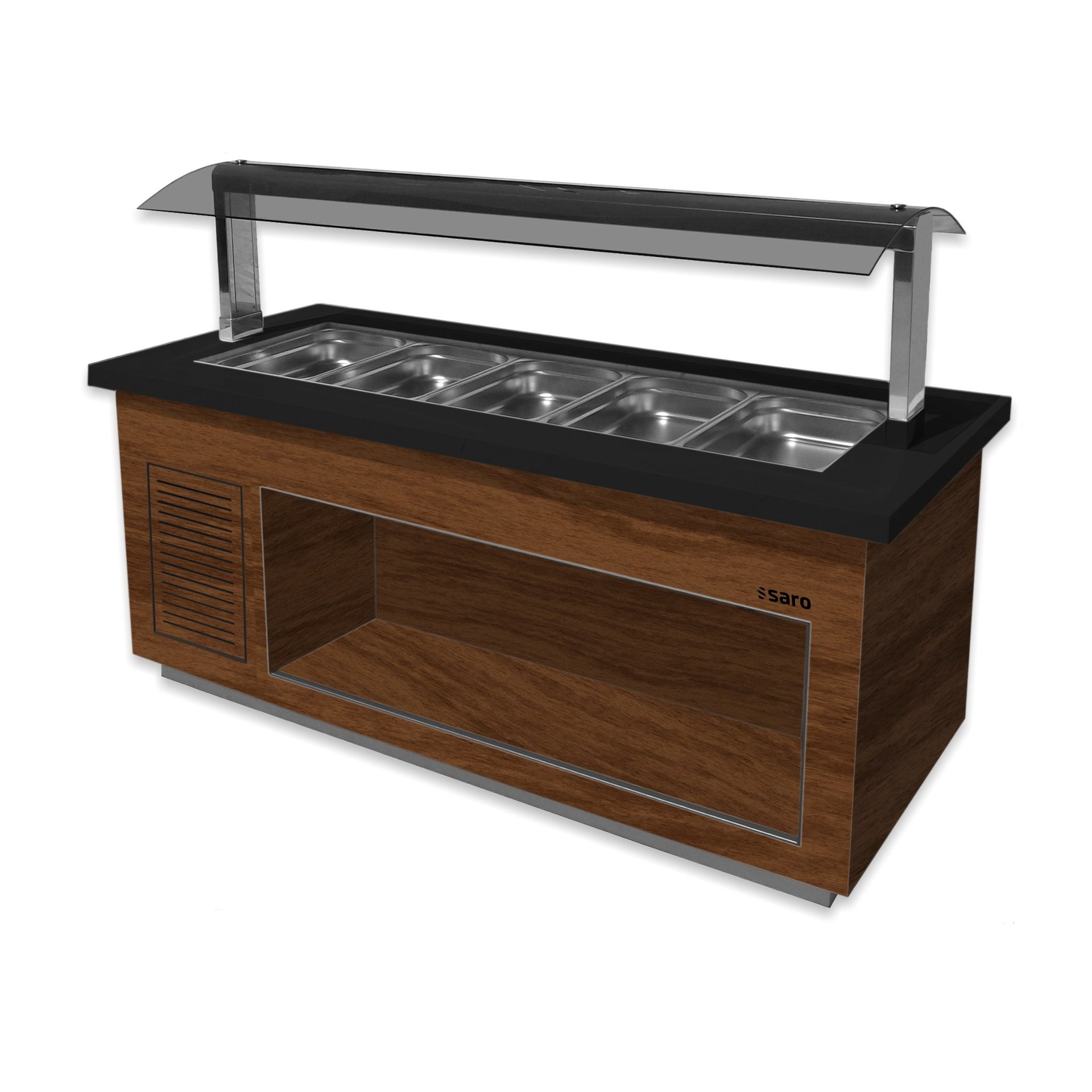 Heißes Buffet Modell PREMIUM LINE SB-H230 Walnuss Salatbar für 6x 1/1 GN, Modell PREMIUM LINE SB-K230 Walnuss
