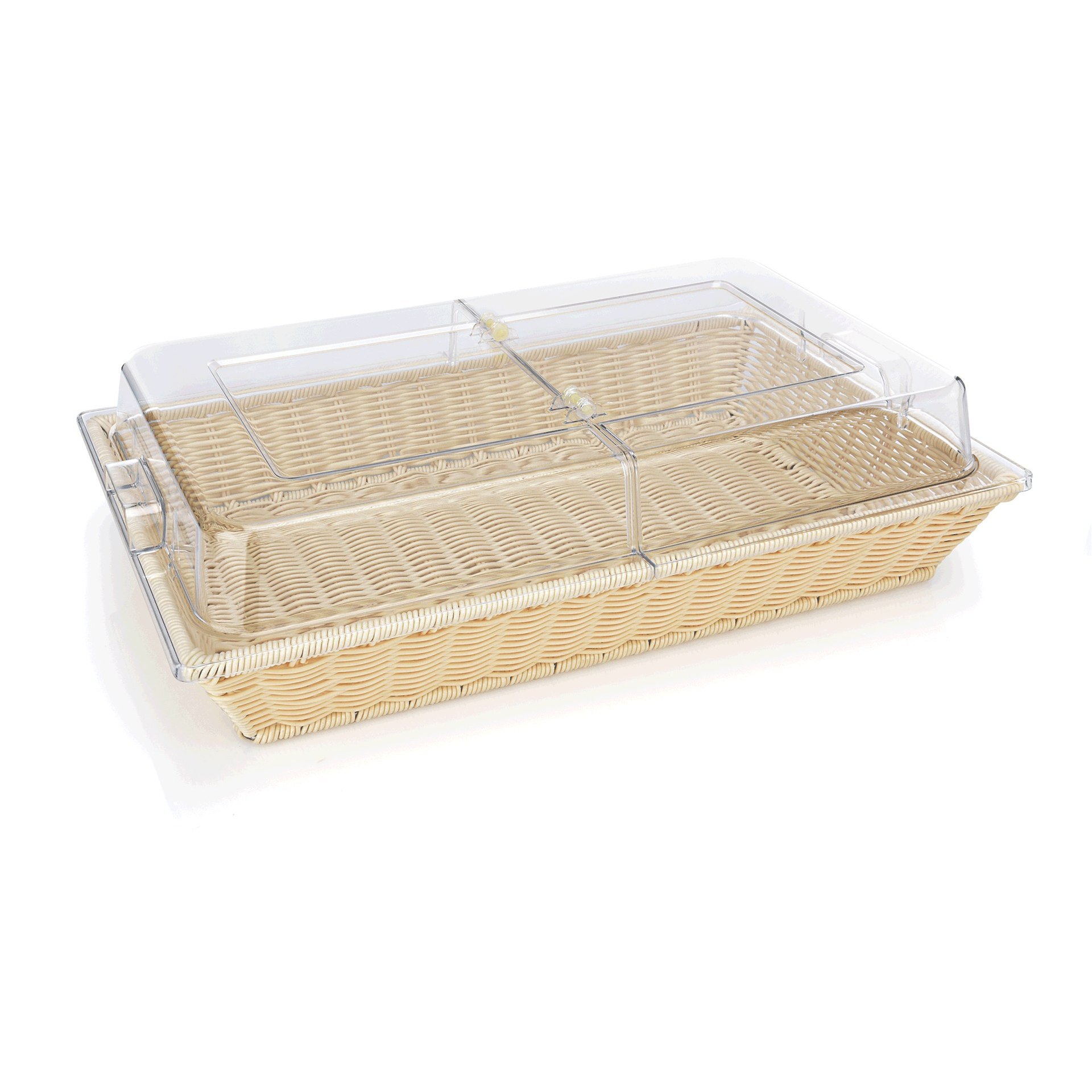 Systemkorb GN 1/1 mit Scharnierdeckel, Polypropylen, Polycarbonat