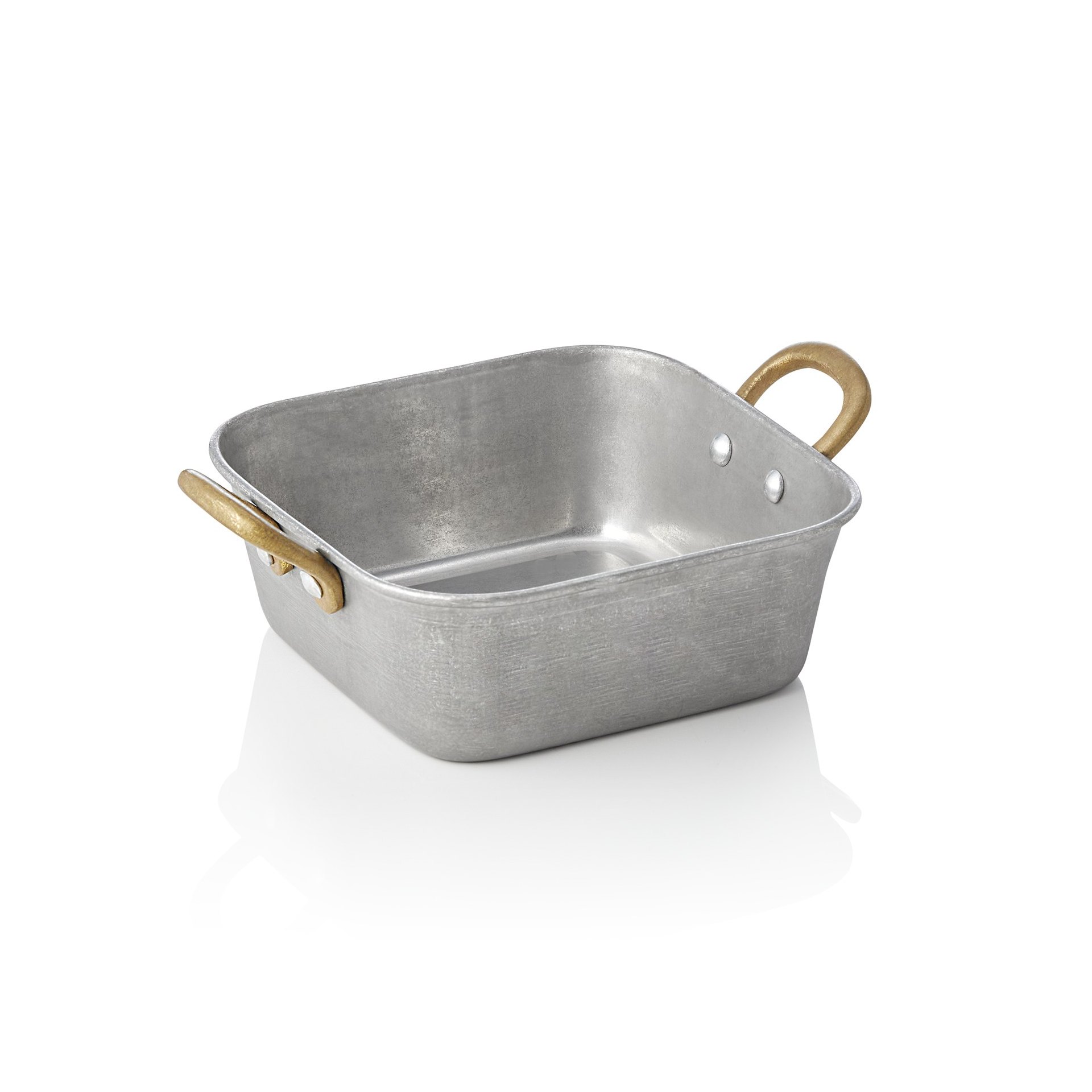 Servierpfanne STEEL & STYLE VINTAGE, mit 2 Messinggriffen, 14 x 14 x 5 cm, 570 ml, Chromnickelstahl