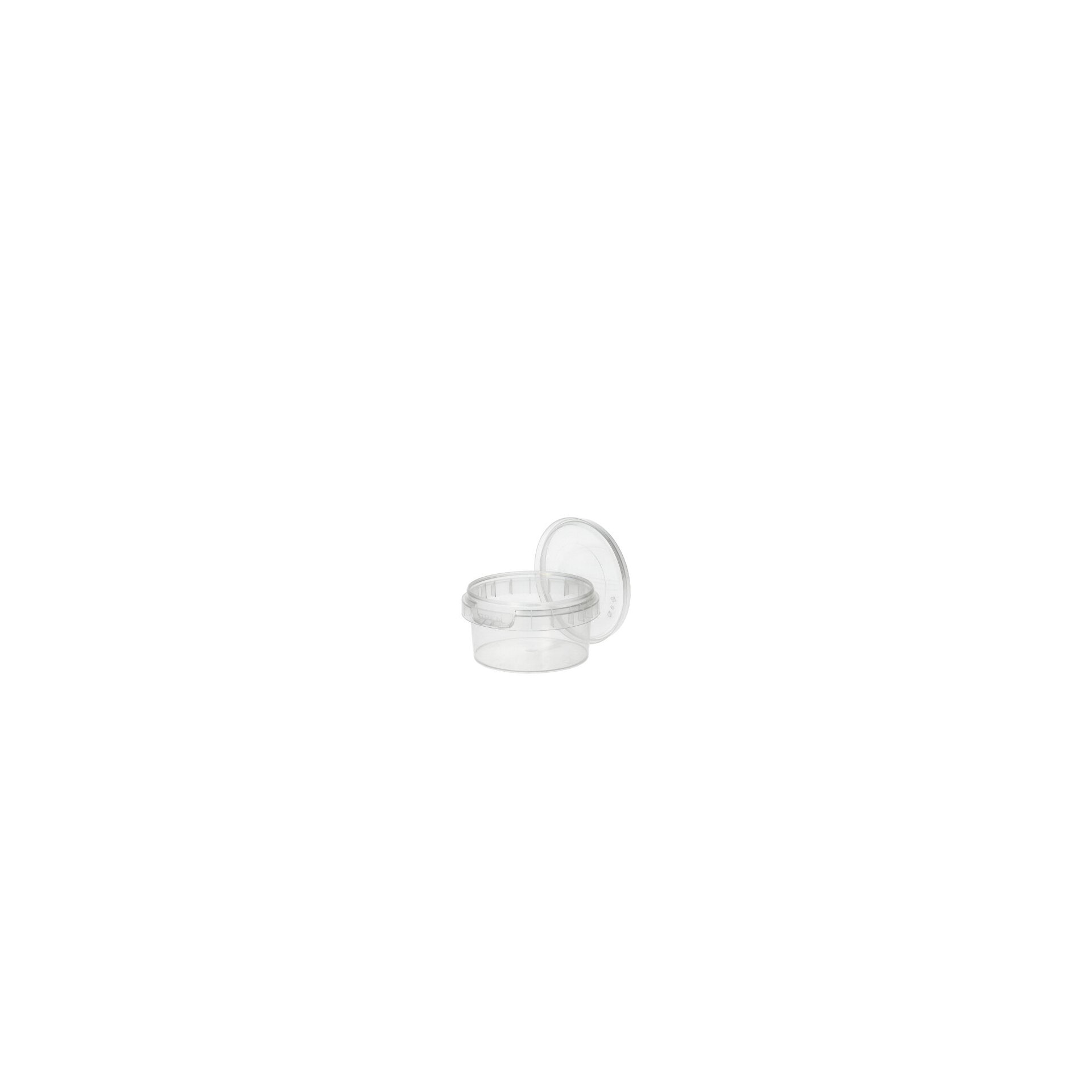 Feinkostbecher, PP rund 80 ml Ø 6,9 cm · 3,65 cm transparent mit Originalitätsverschluss