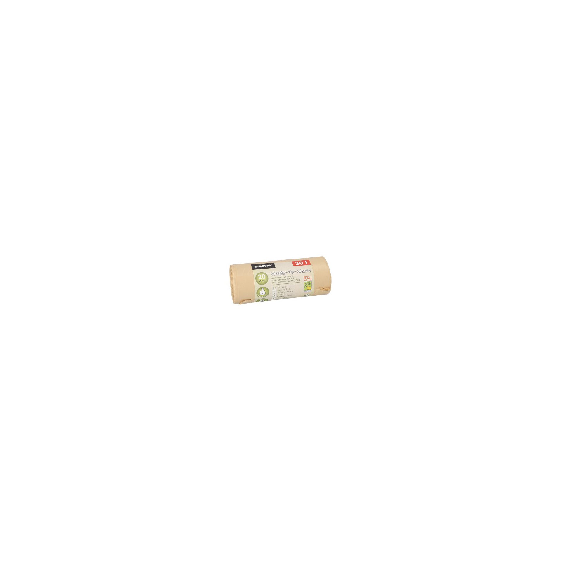 Müllbeutel aus 100% PCW "Waste-To-Waste" 30 l 64,5 cm x 54 cm beige 20 my