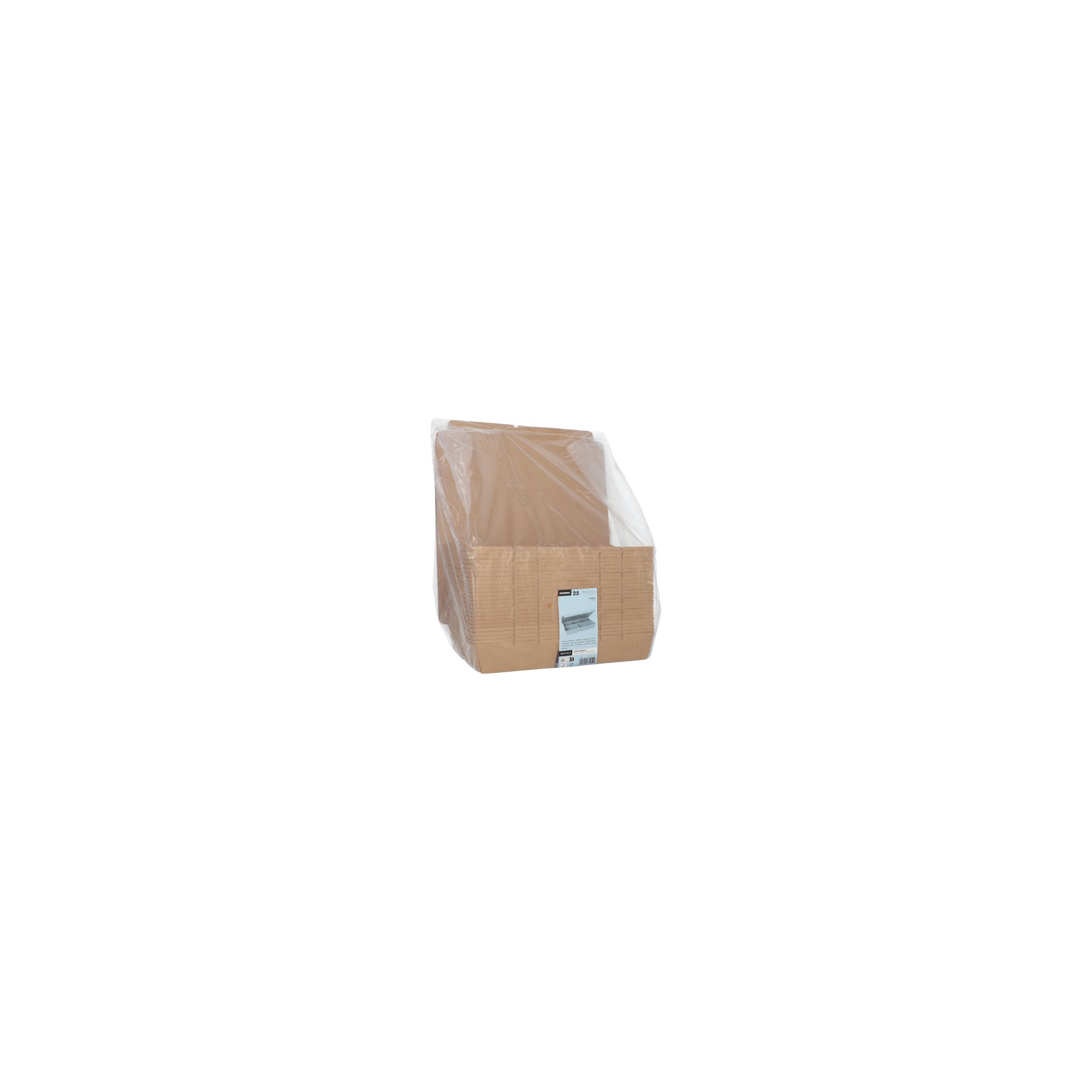 Lunchboxen, Pappe 5-geteilt 900 ml 4,2 cm x 17 cm x 25,5 cm braun