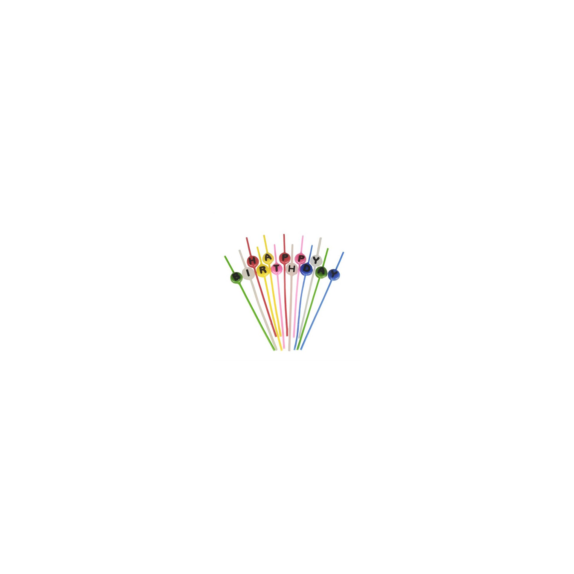 Spaghettikerzen-Set 16 cm farbig sortiert "Happy Birthday" Spaghettikerzen-Set 16 cm farbig sortiert "Happy Birthday"