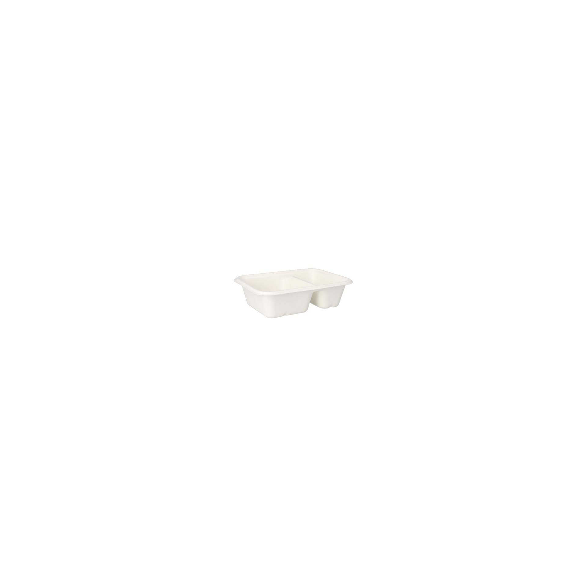 Schalen, Zuckerrohr "pure" 2-geteilt 5,6 cm x 15,3 cm x 20,3 cm weiss